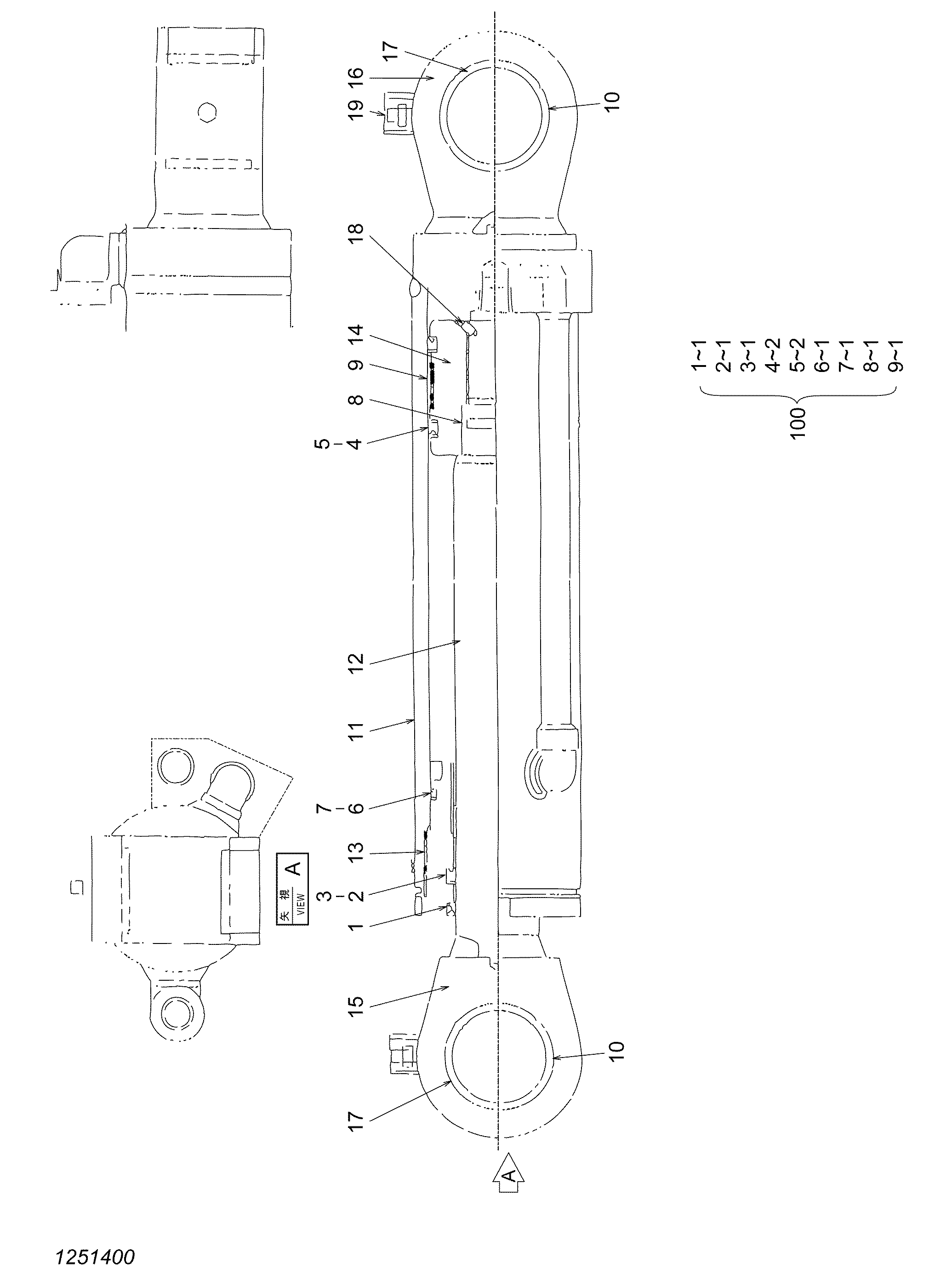 Схема Гидроцилиндр HITACHI ZX70-3