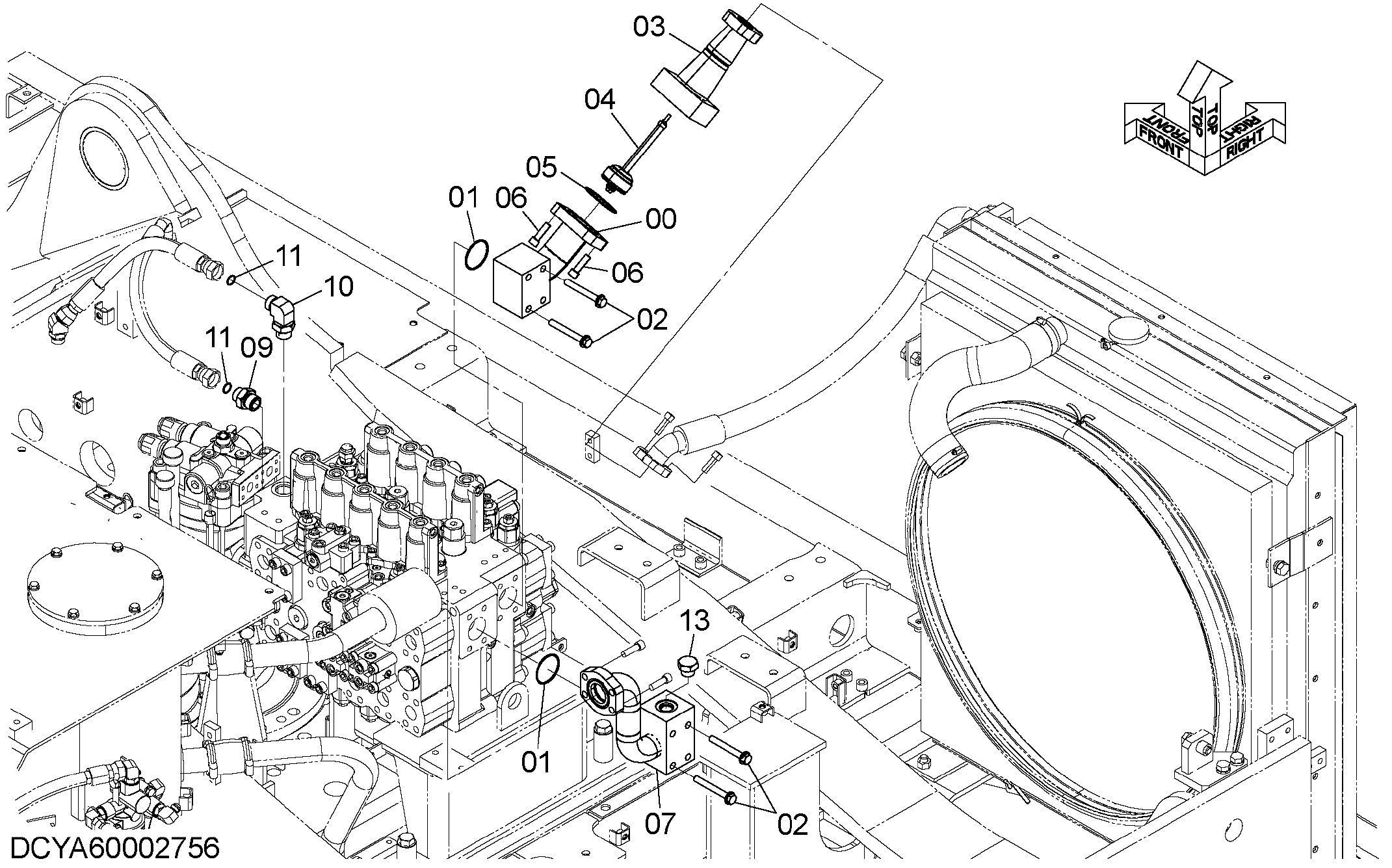 Схема Обратные трубопроводы (2) HITACHI ZX470LCH-5G