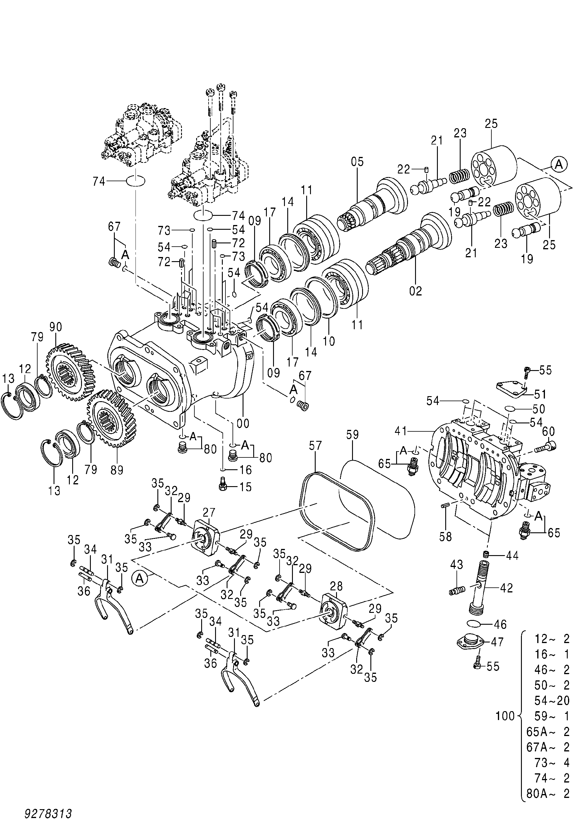 Схема Насос блок HITACHI ZX140W-3-AMS