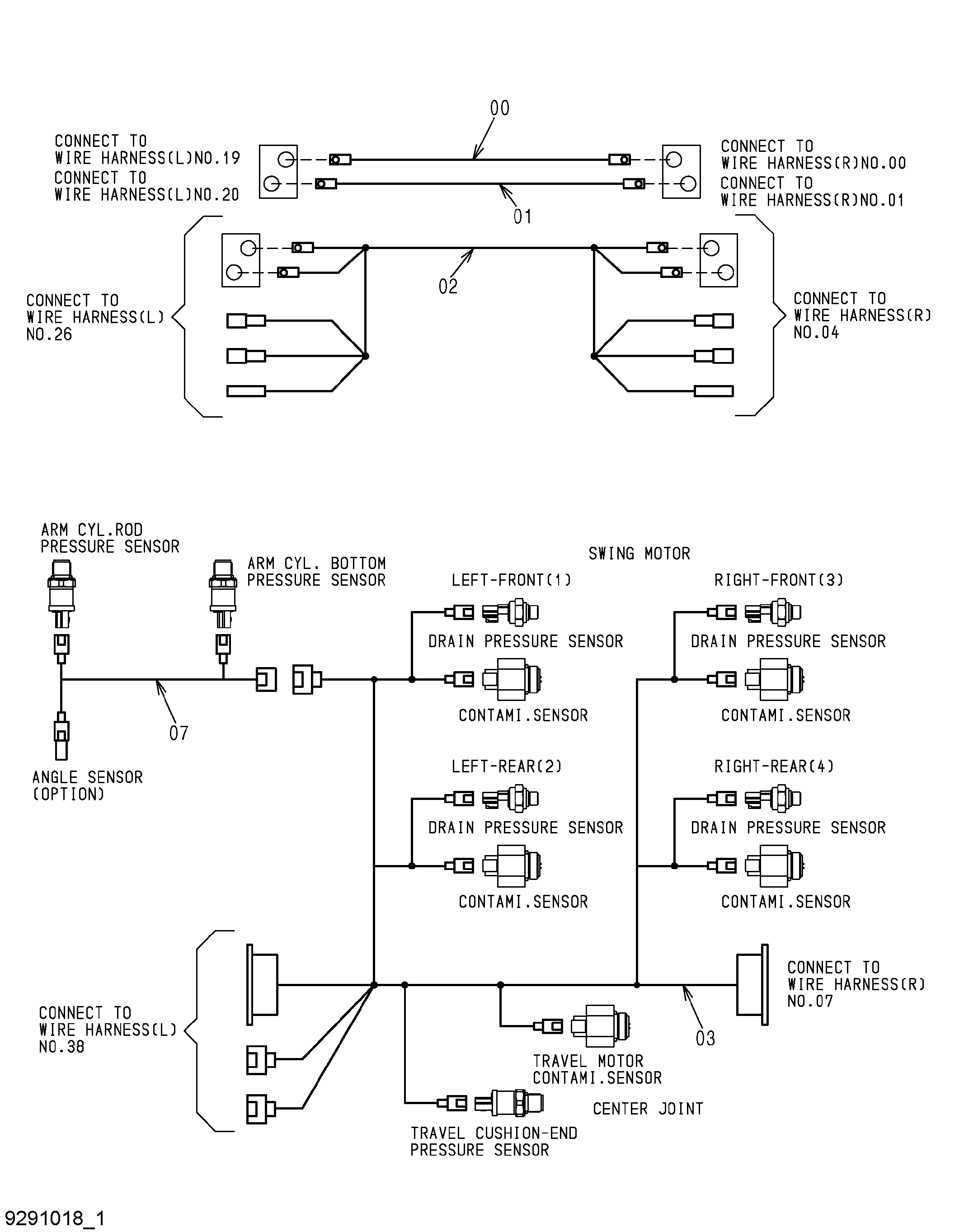 Схема Провод жгут проводов (центральный)(1) HITACHI EX5600-6LD