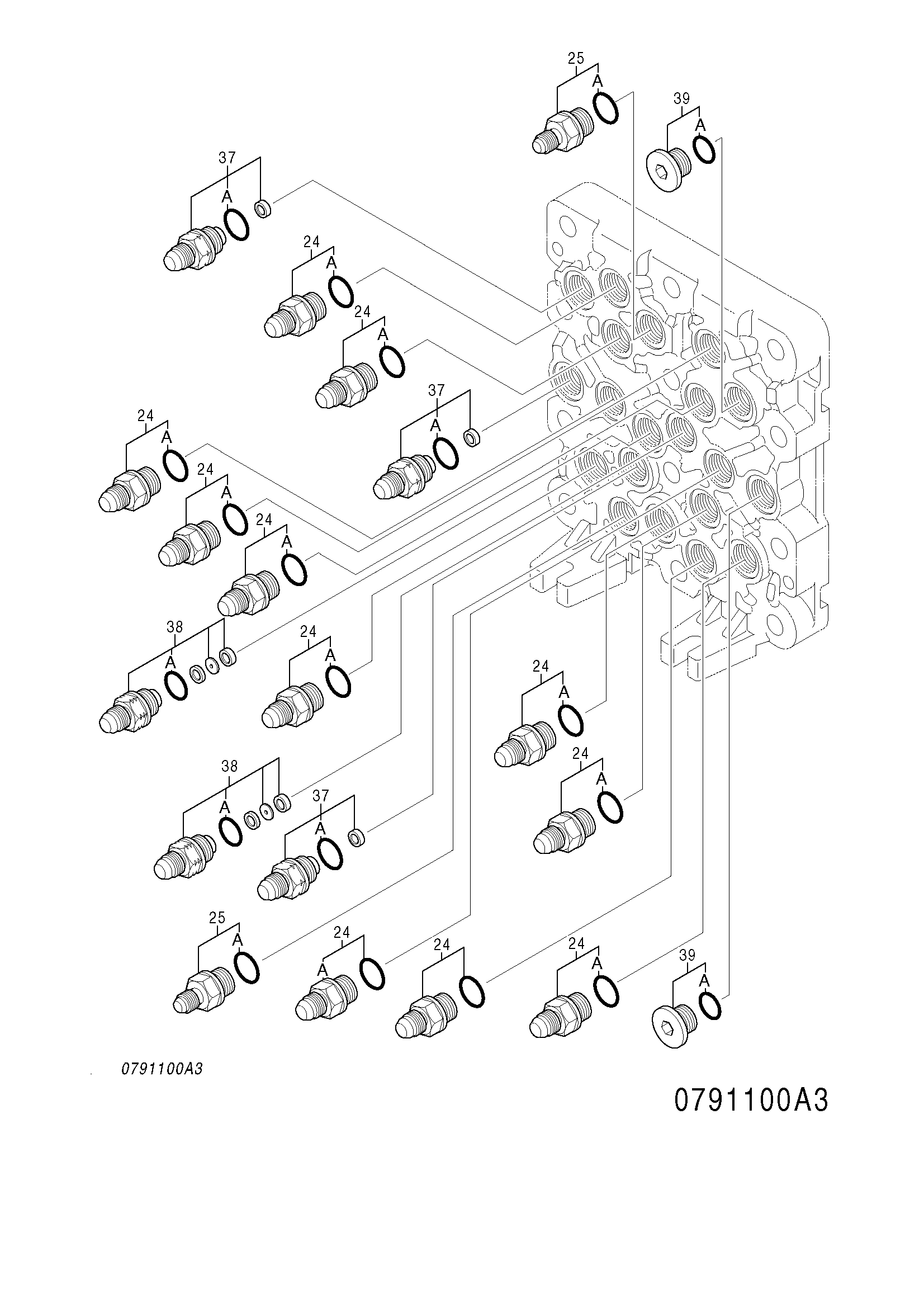Схема Челночный клапан (3/5) HITACHI ZX125US-E