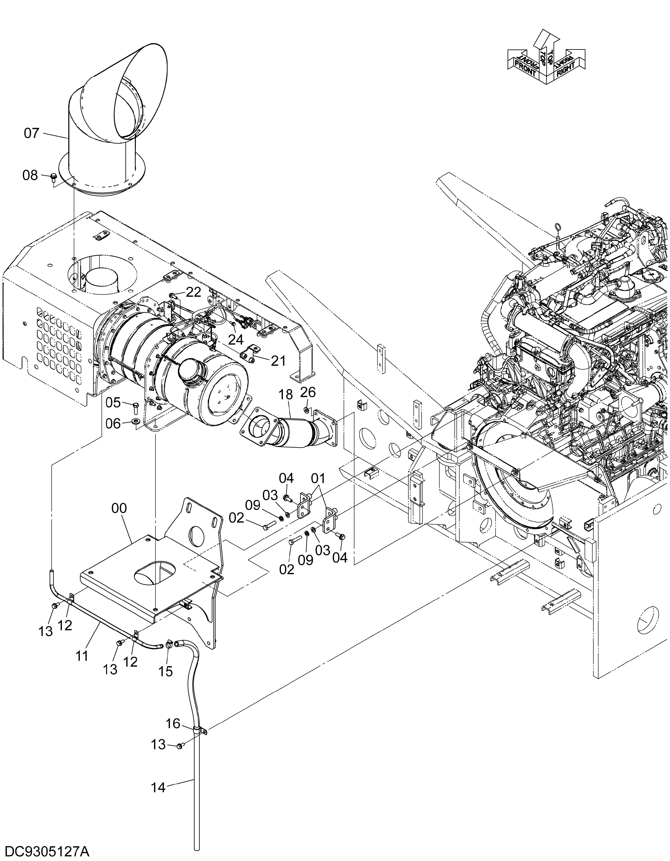 Схема Детали глушителя HITACHI ZX470LCH-5B