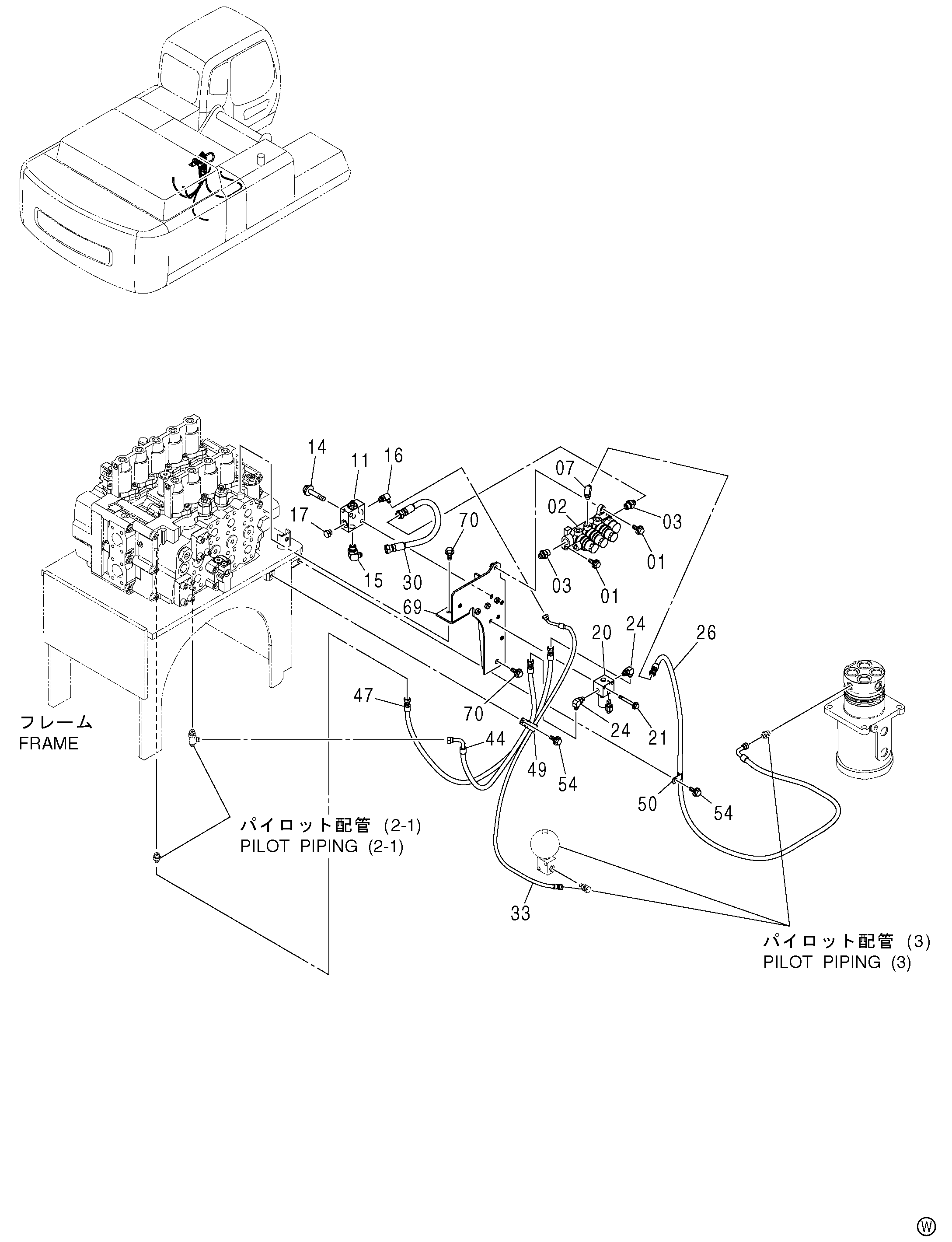 Схема Пилотные гидролинии (4-2)<460> HITACHI ZX450