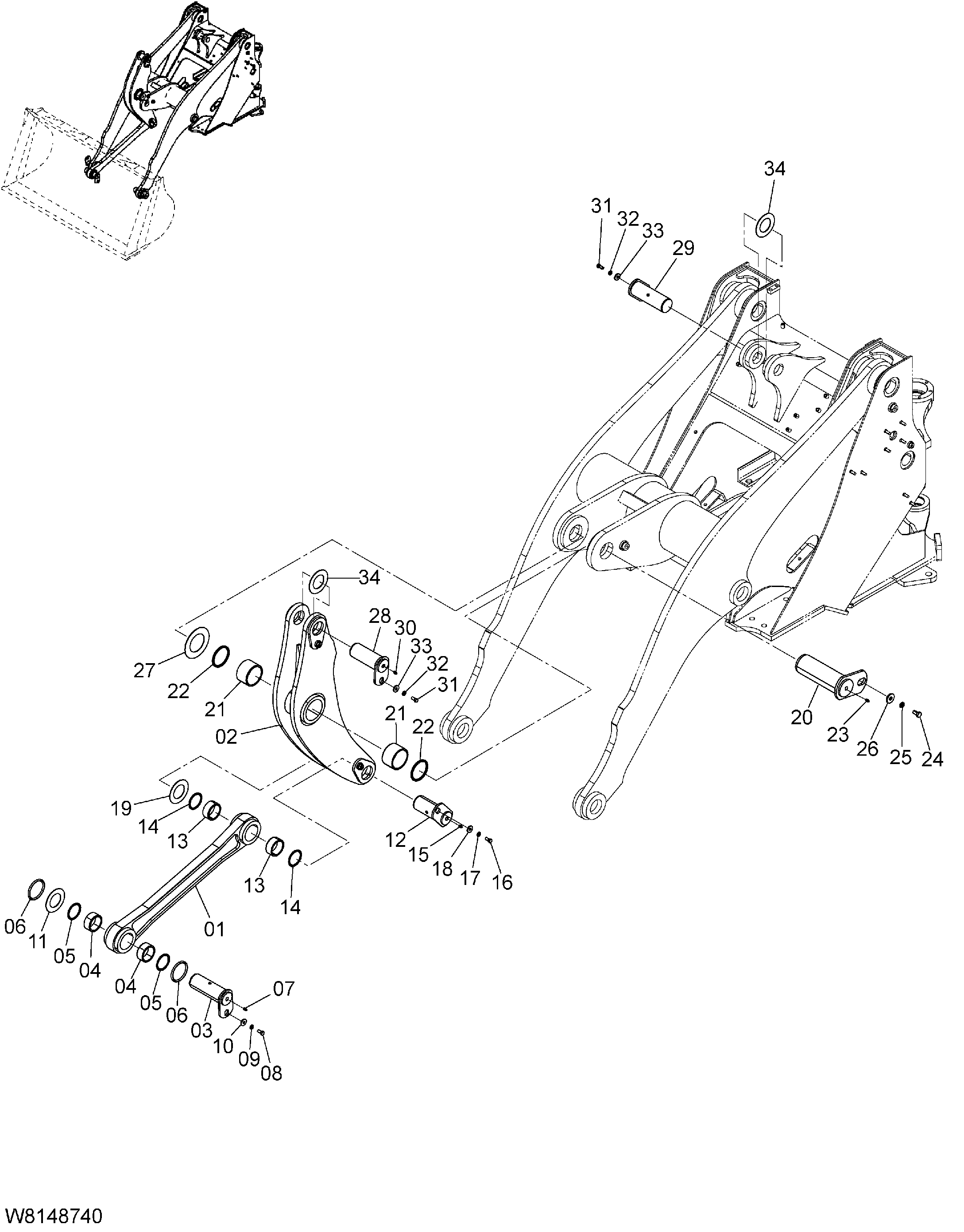 Схема Высокий подъём рукоять(2) [6CC, H3C, HCC, HEC] (HLA) HITACHI ZW140