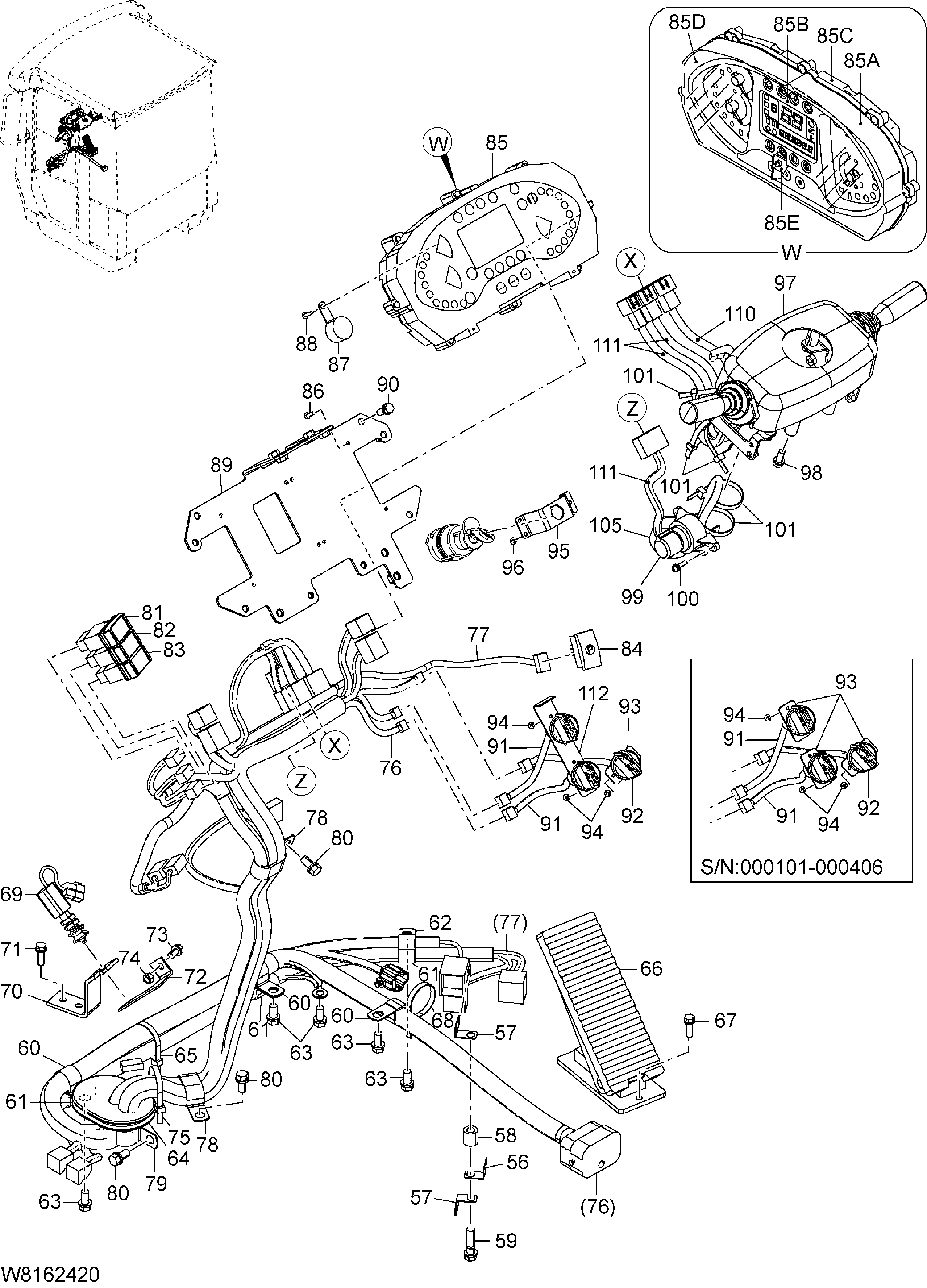 Схема Электрооборудование(рулевое управление колумн)[H3G, корпус] HITACHI ZW220-HCMF