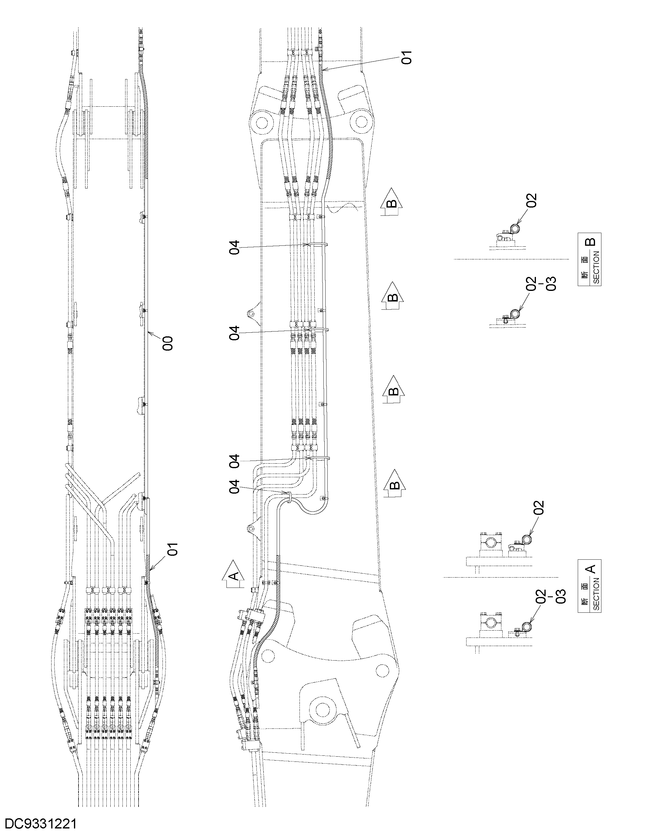 Схема Водяные трубопроводы (адаптер стрела 6.7m) HITACHI ZX1800K-3