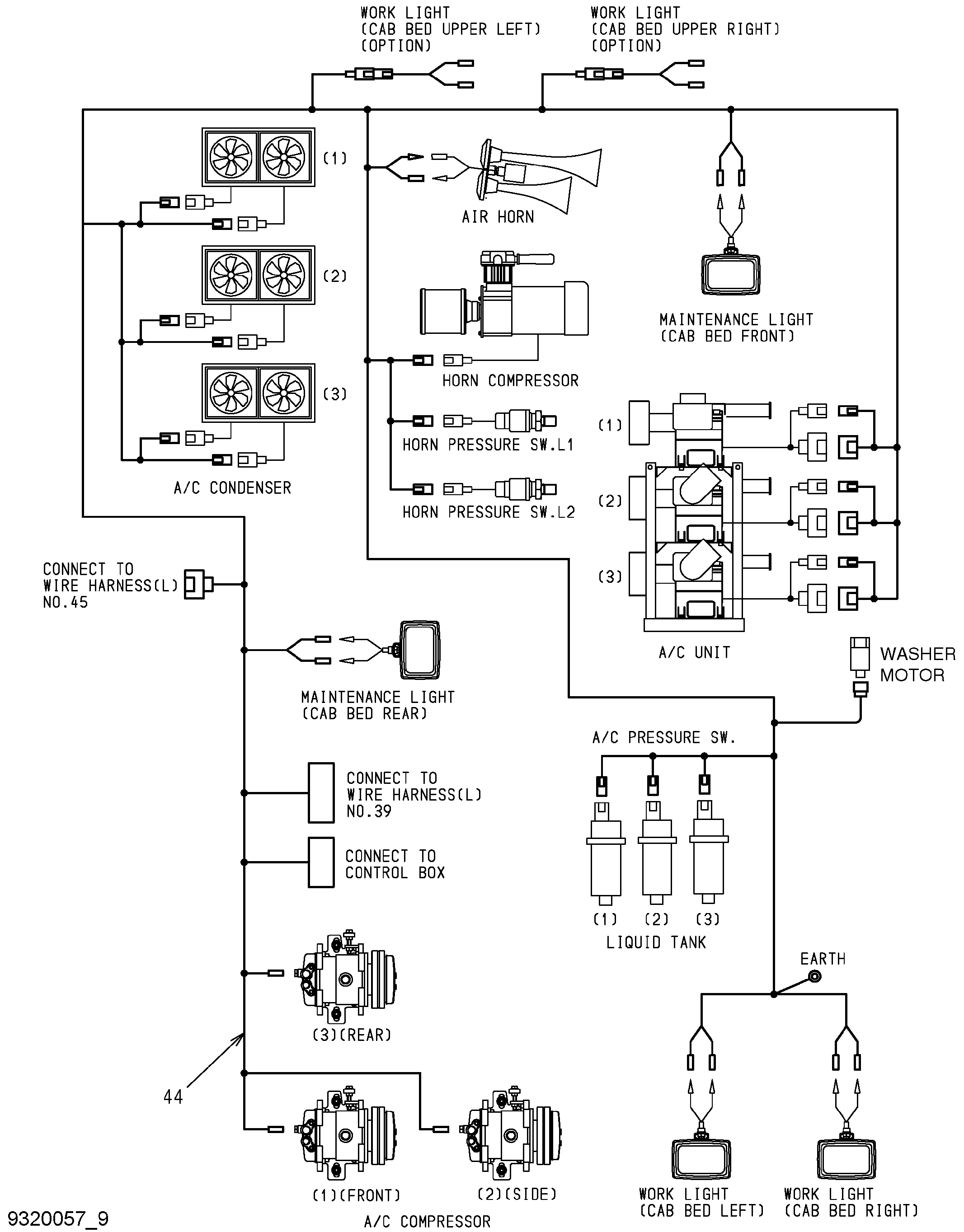 Схема Провод жгут проводов (левый)(9)(кабина платформа) HITACHI EX5600-6BH