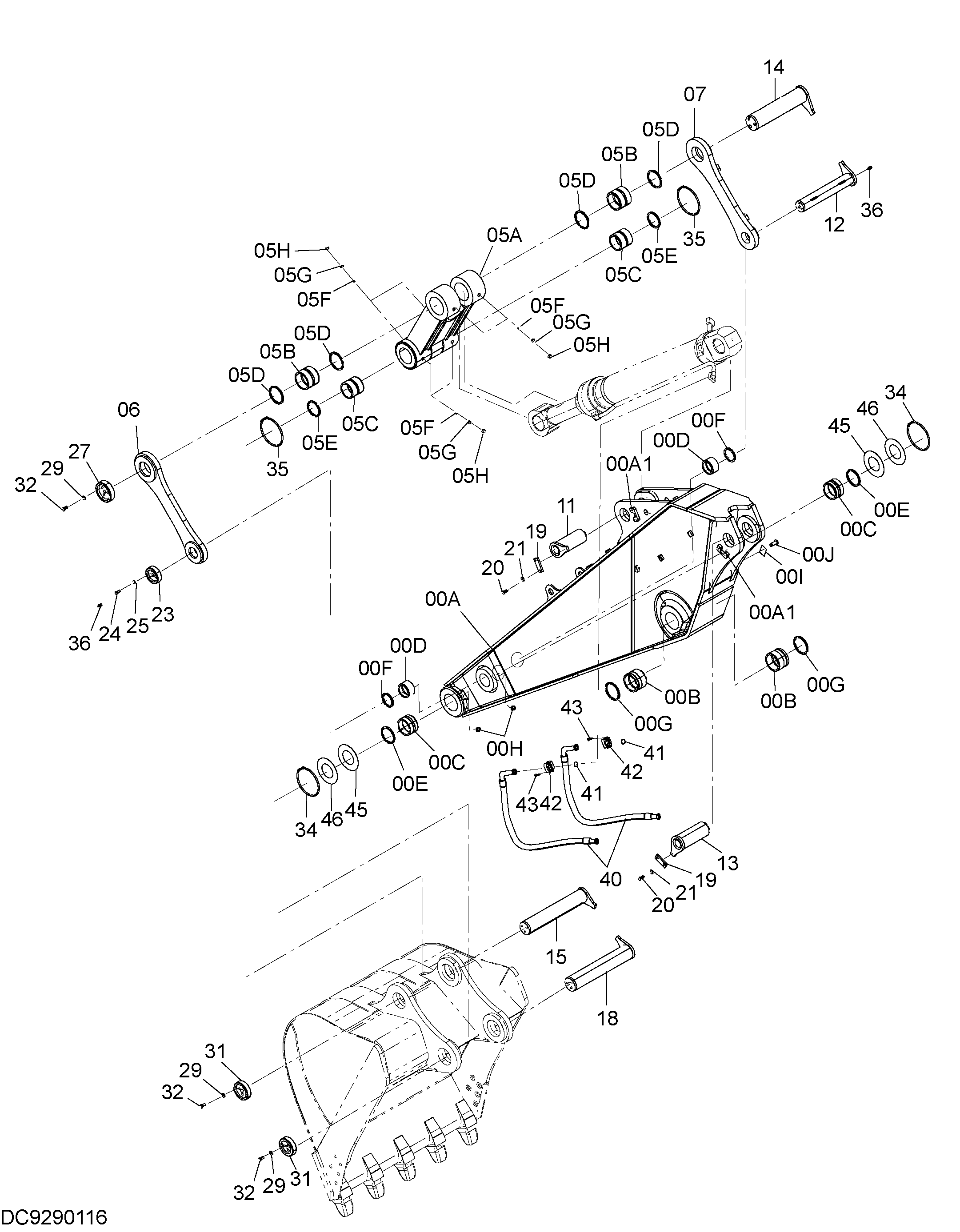 Схема Рукоять 4.4m HITACHI ZX870LC-5B