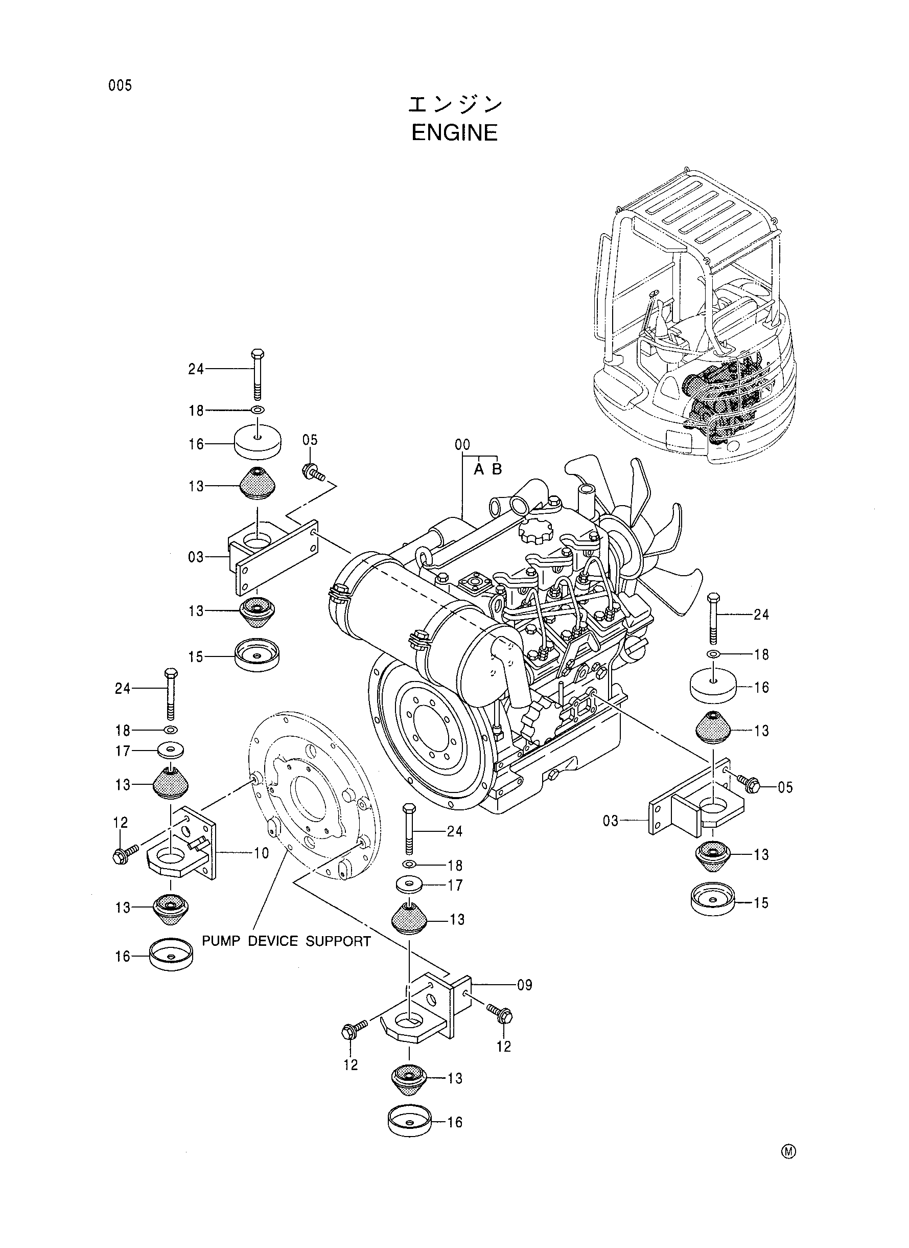Схема Двигатель HITACHI EX35UNA
