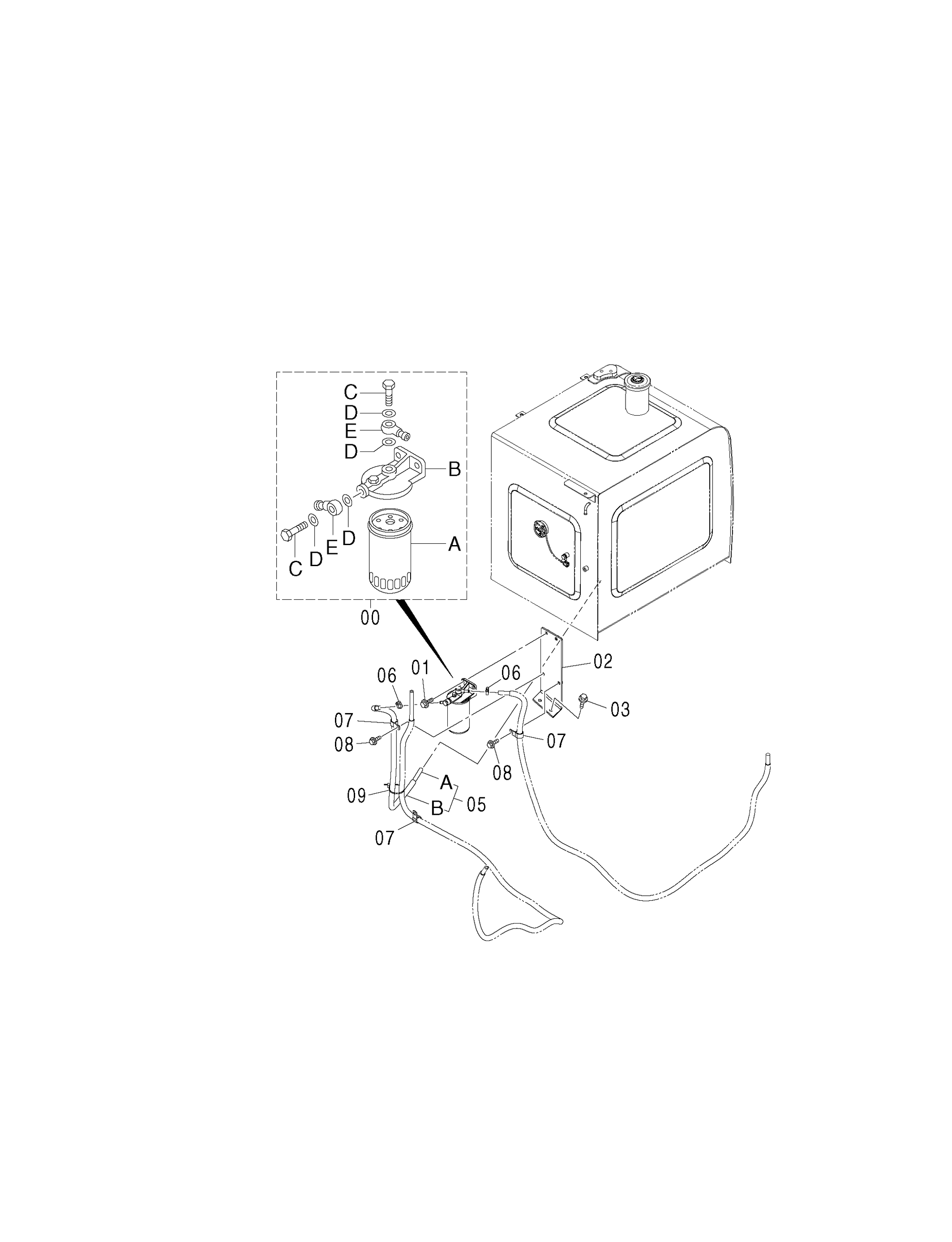 Схема Топливный двойной фильтр HITACHI ZX240LC-3G