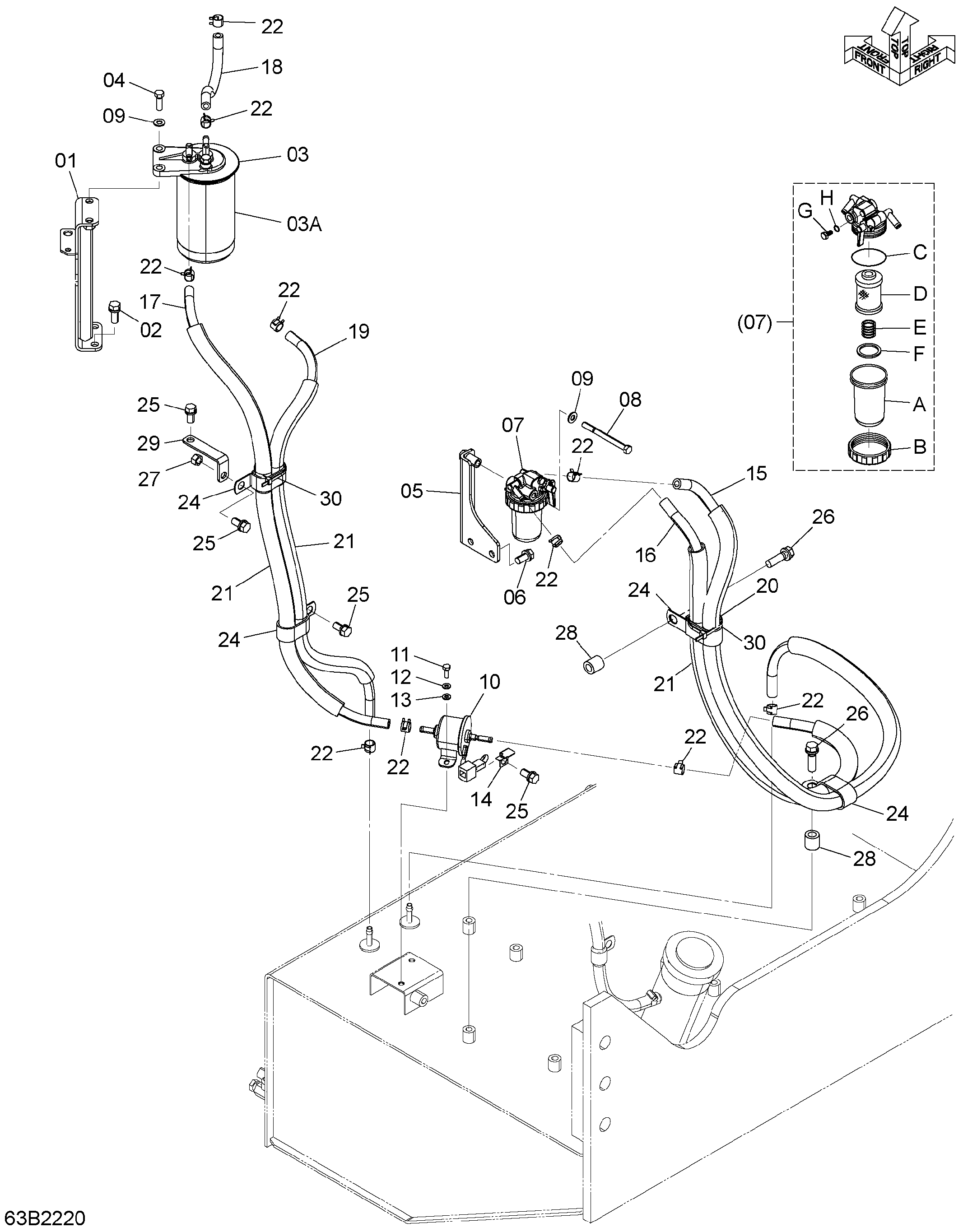 Схема Топливные трубопроводы HITACHI ZW120