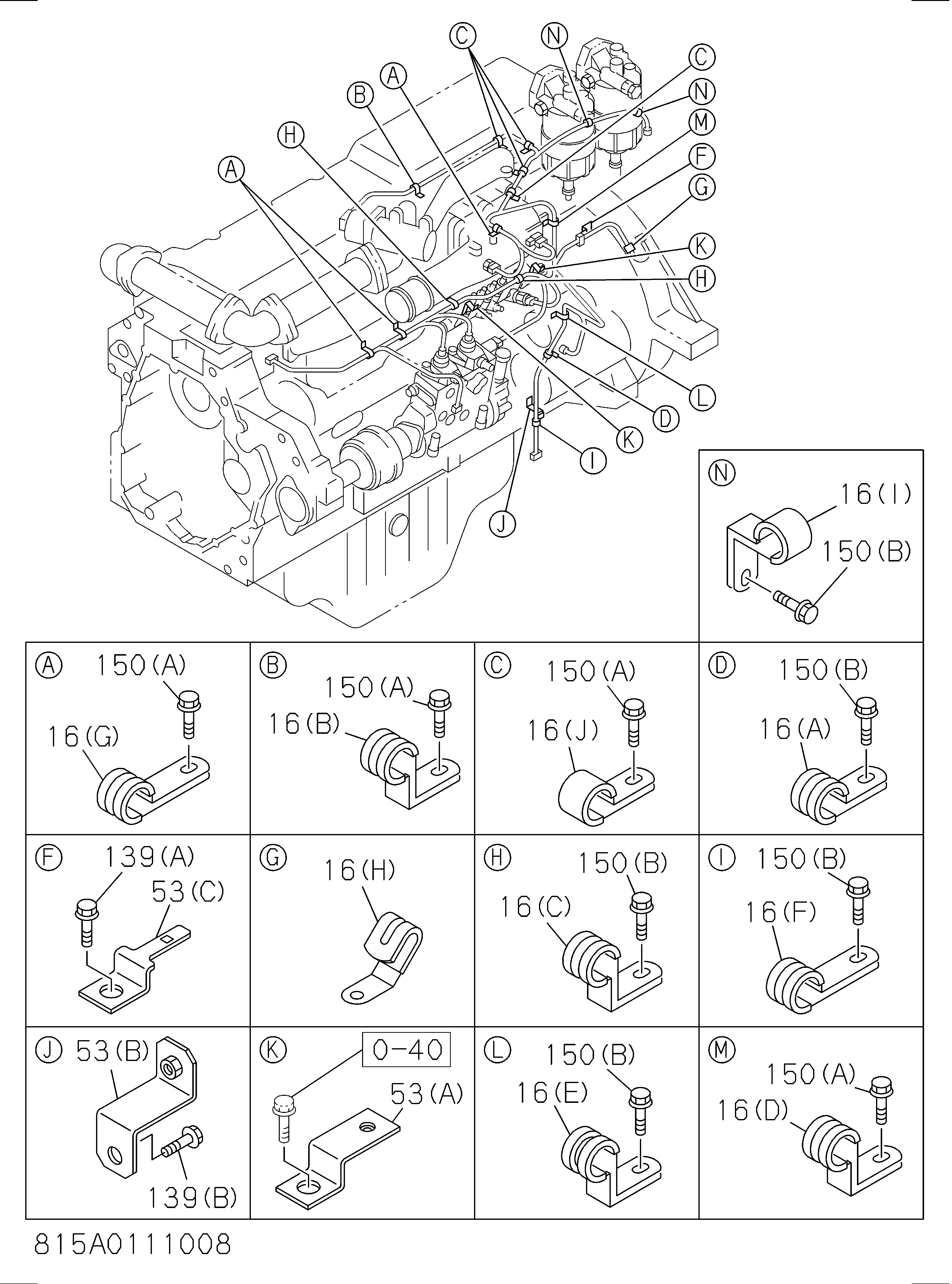 Схема 815: Крепёжные детали жгут проводов HITACHI ZX450-3