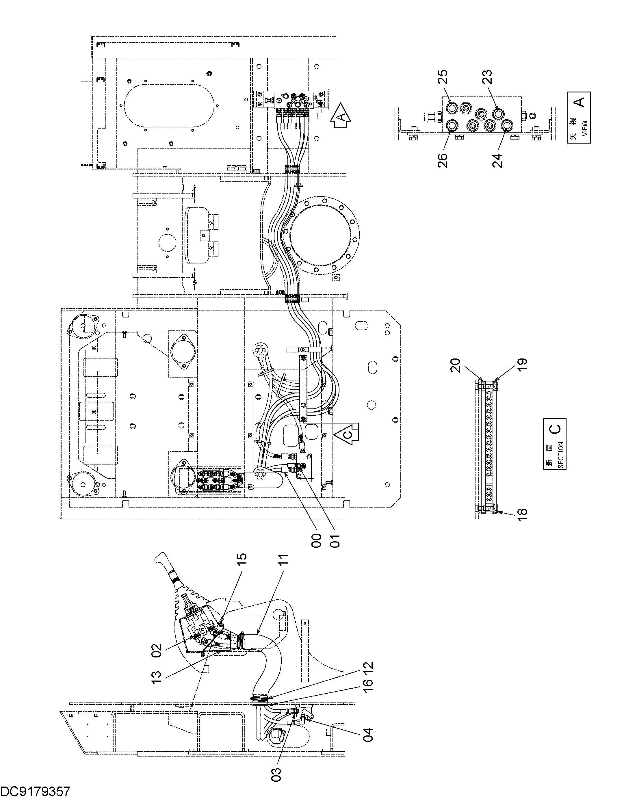 Схема Пилотные гидролинии (8) HITACHI EX90L-5