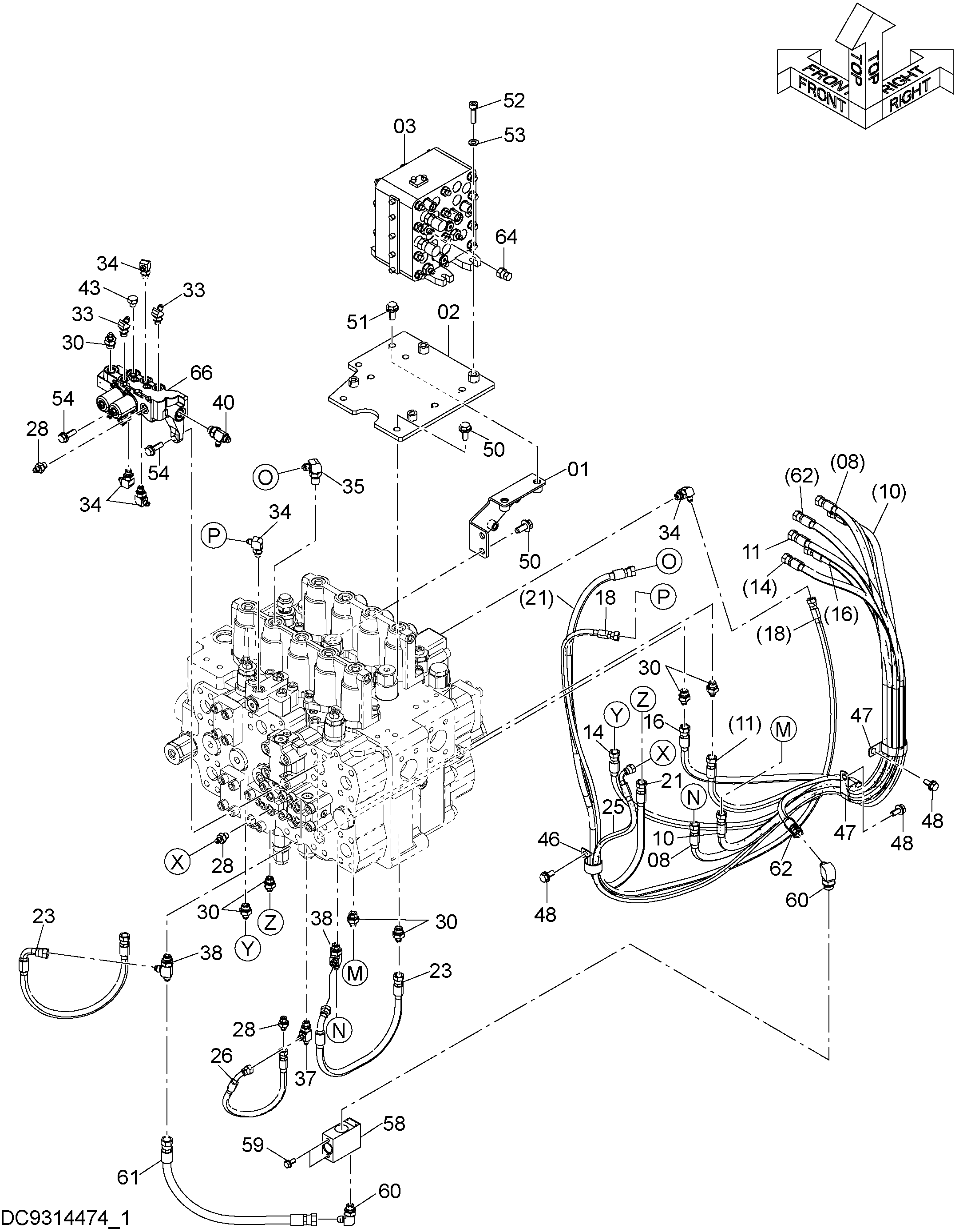 Схема Пилотные гидролинии (2-1) HITACHI ZX870LC-5B