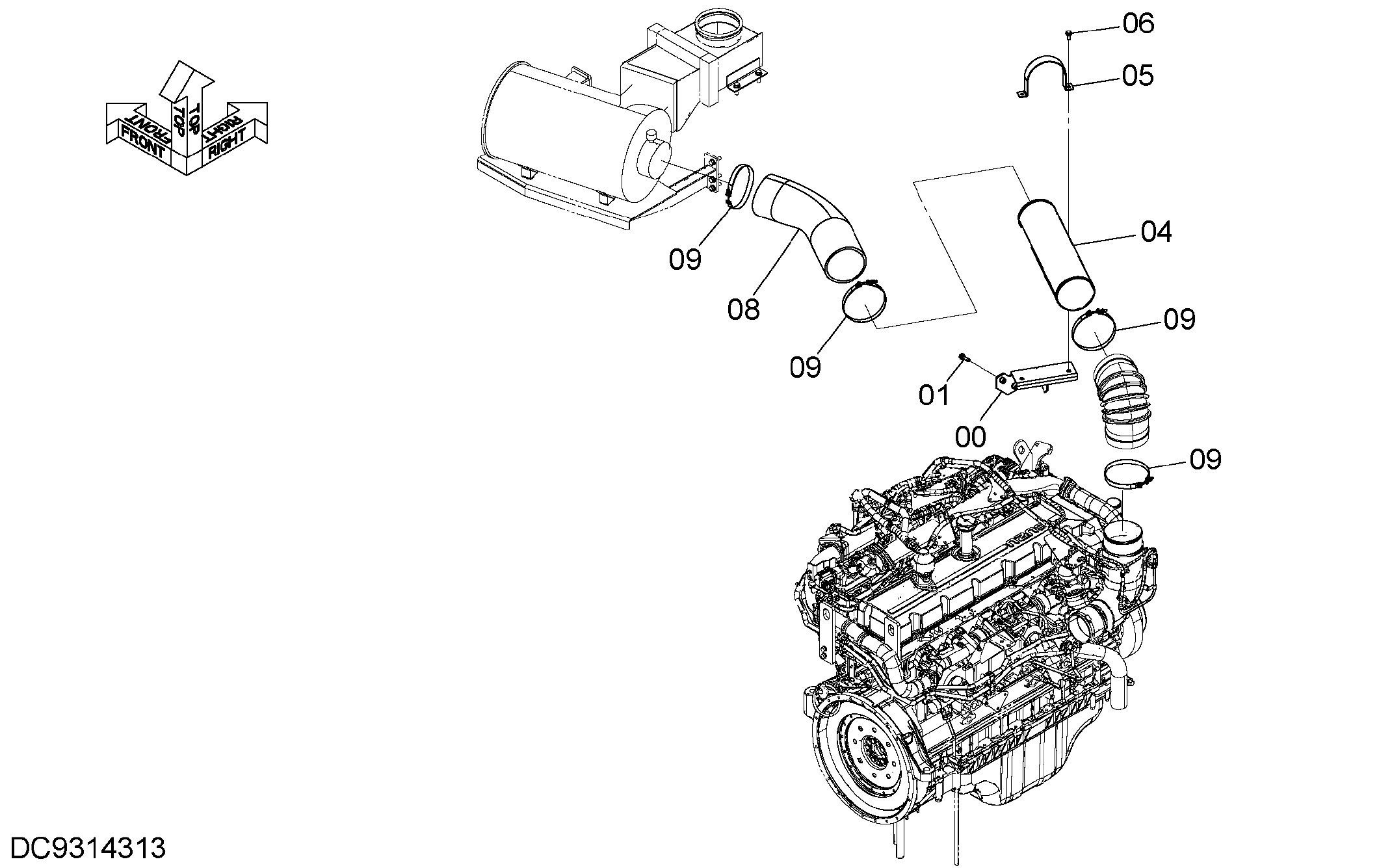 Схема Инхалатион трубопроводы HITACHI ZX670LCH-5B
