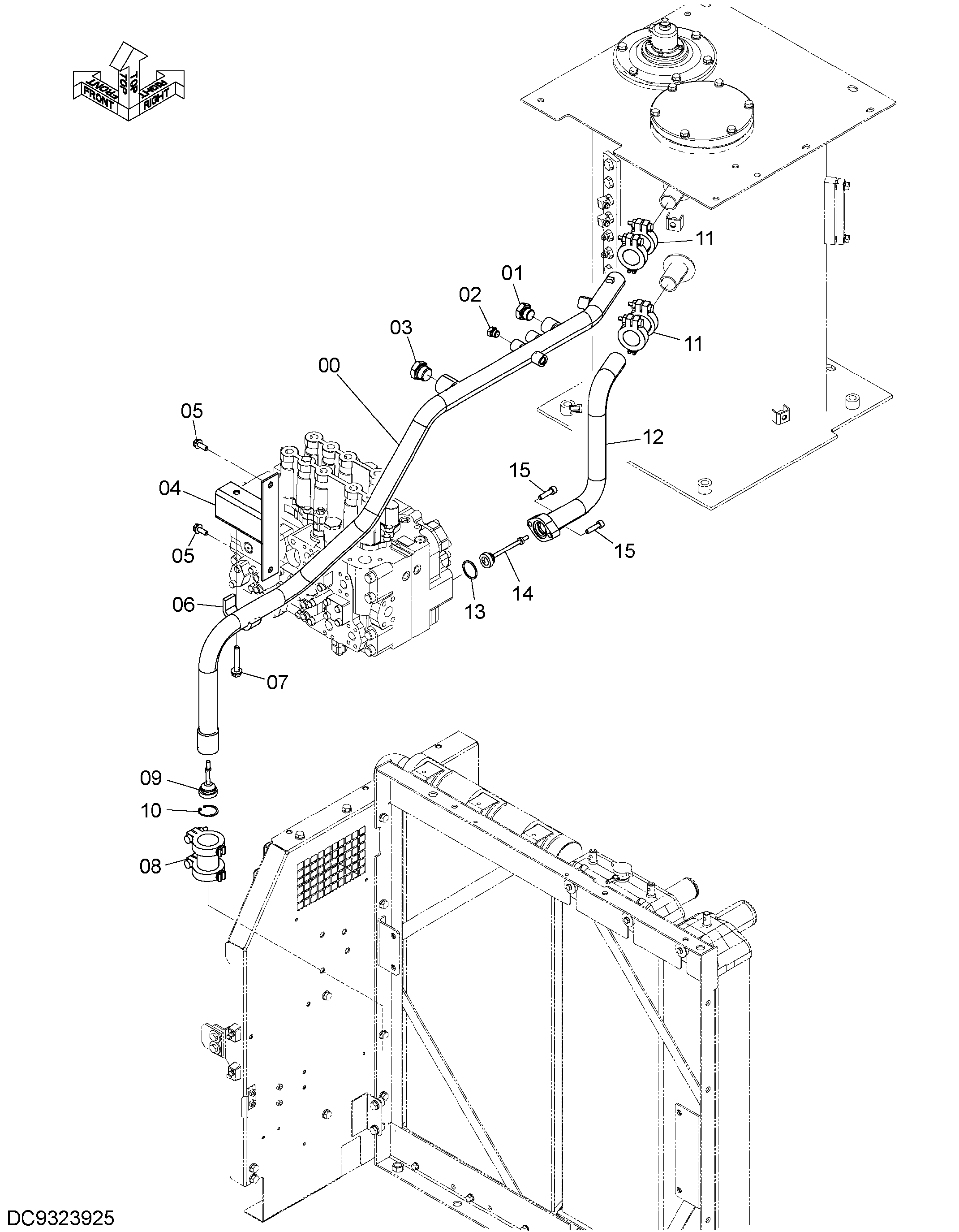 Схема Обратные трубопроводы (1) HITACHI ZX200-5G