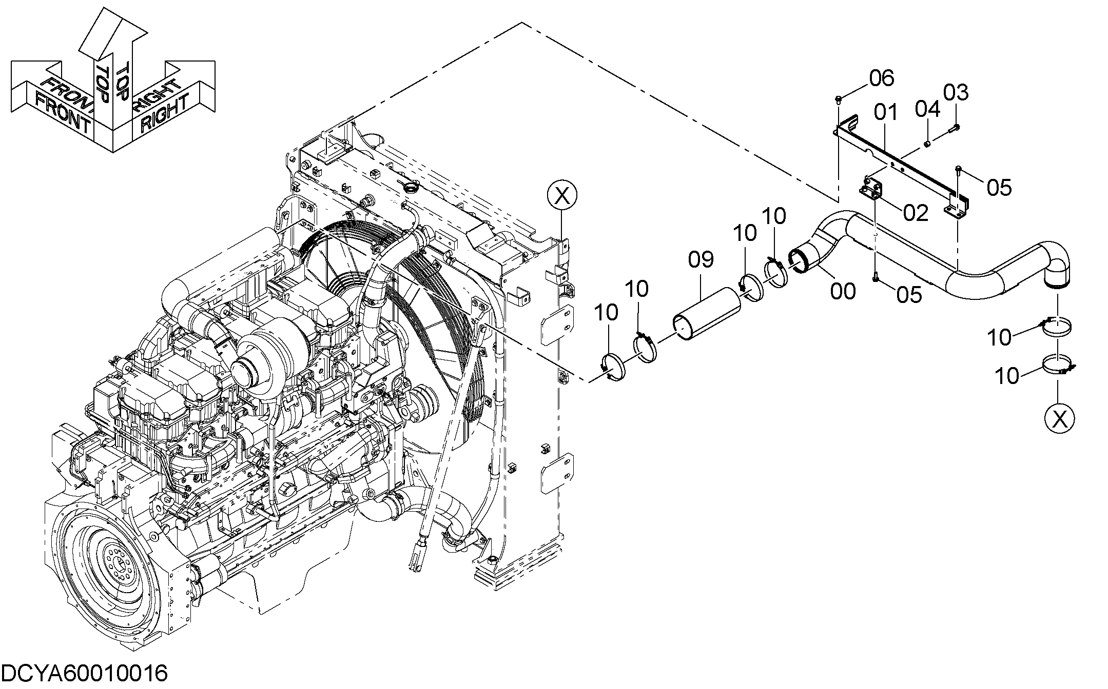Схема Воздушный радиатор трубопроводы HITACHI EX1200-6