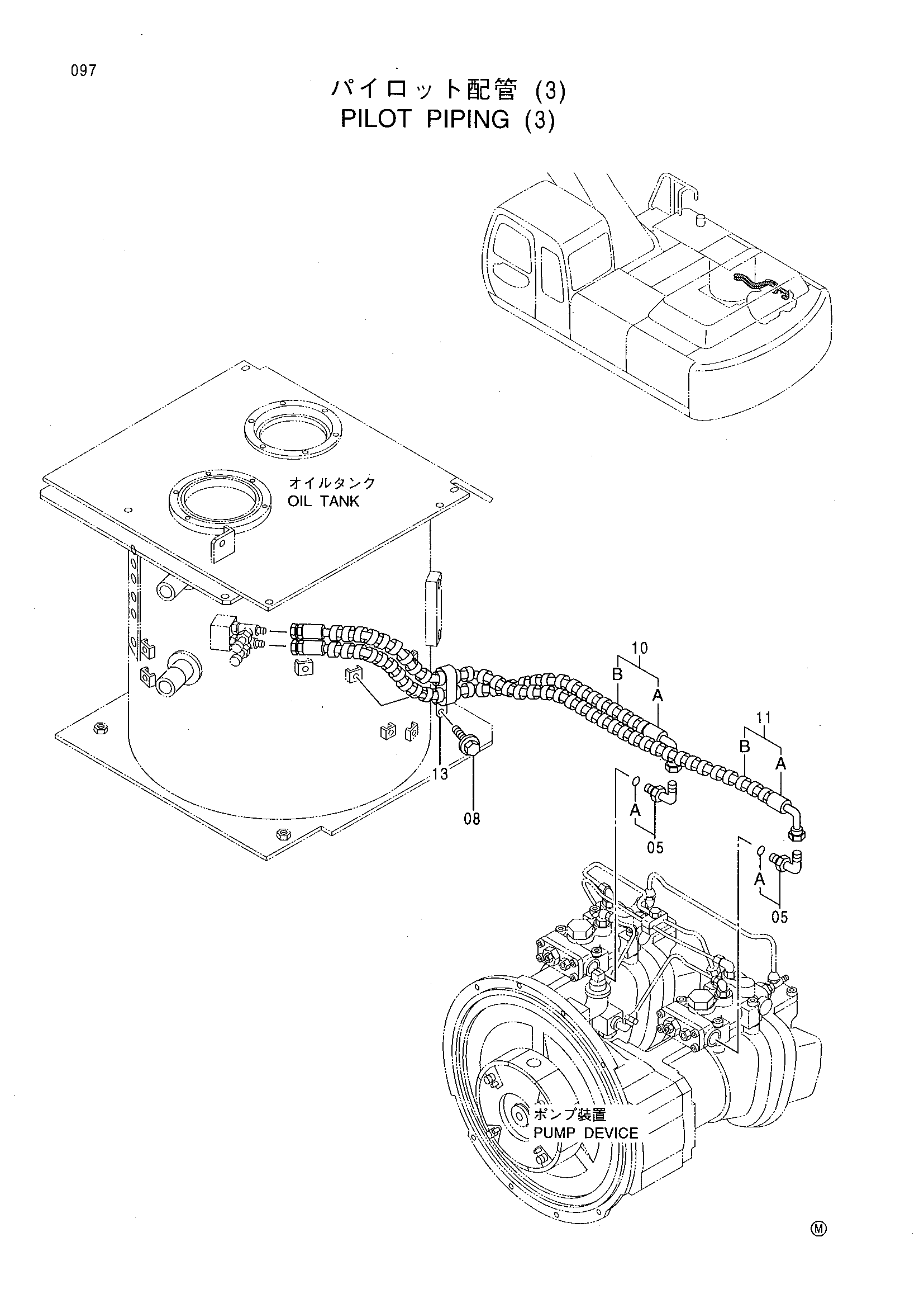 Схема Пилотные гидролинии (3) HITACHI EX300LCLL-5