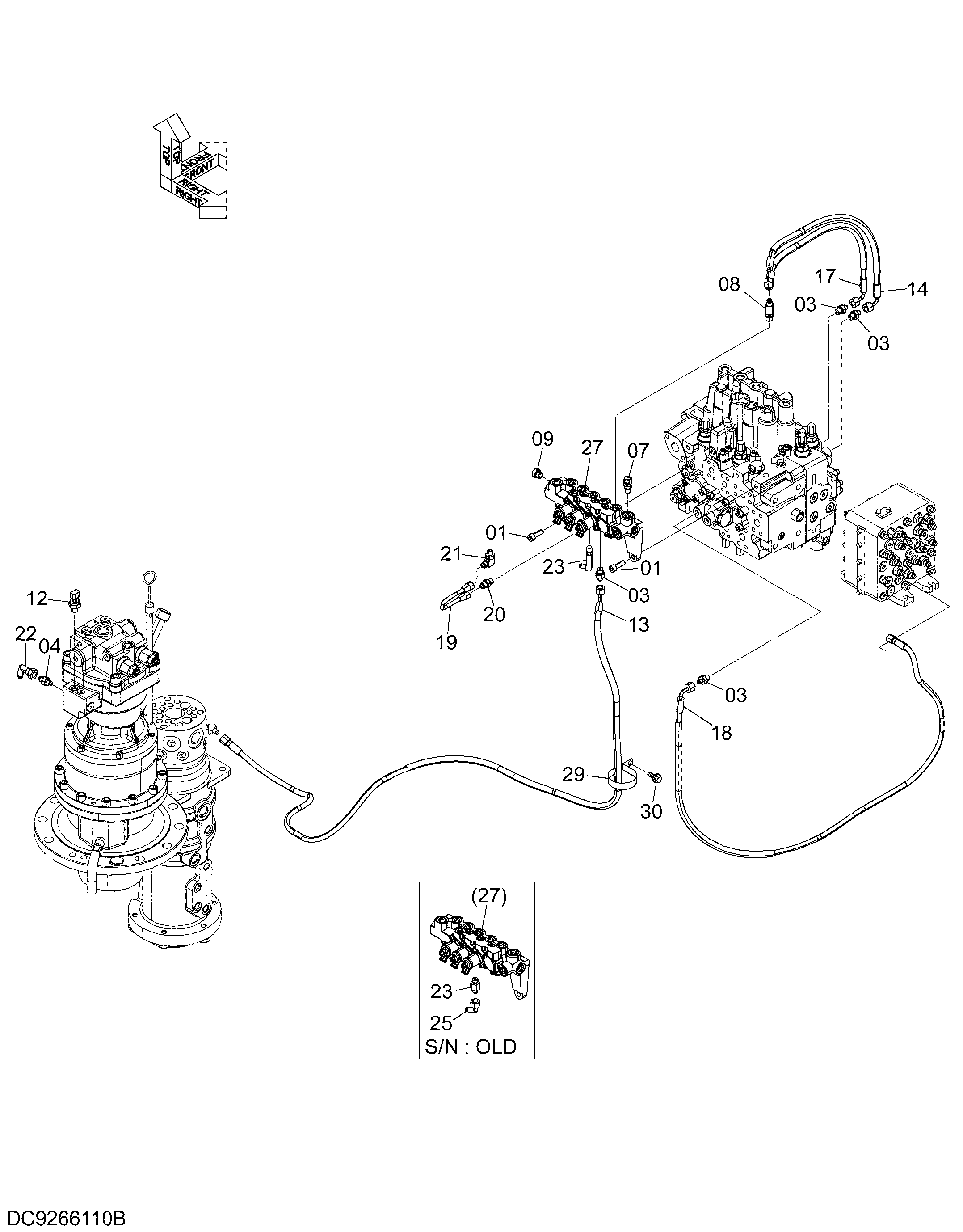 Схема Пилотные гидролинии (D) HITACHI ZX140W-3DARUMA