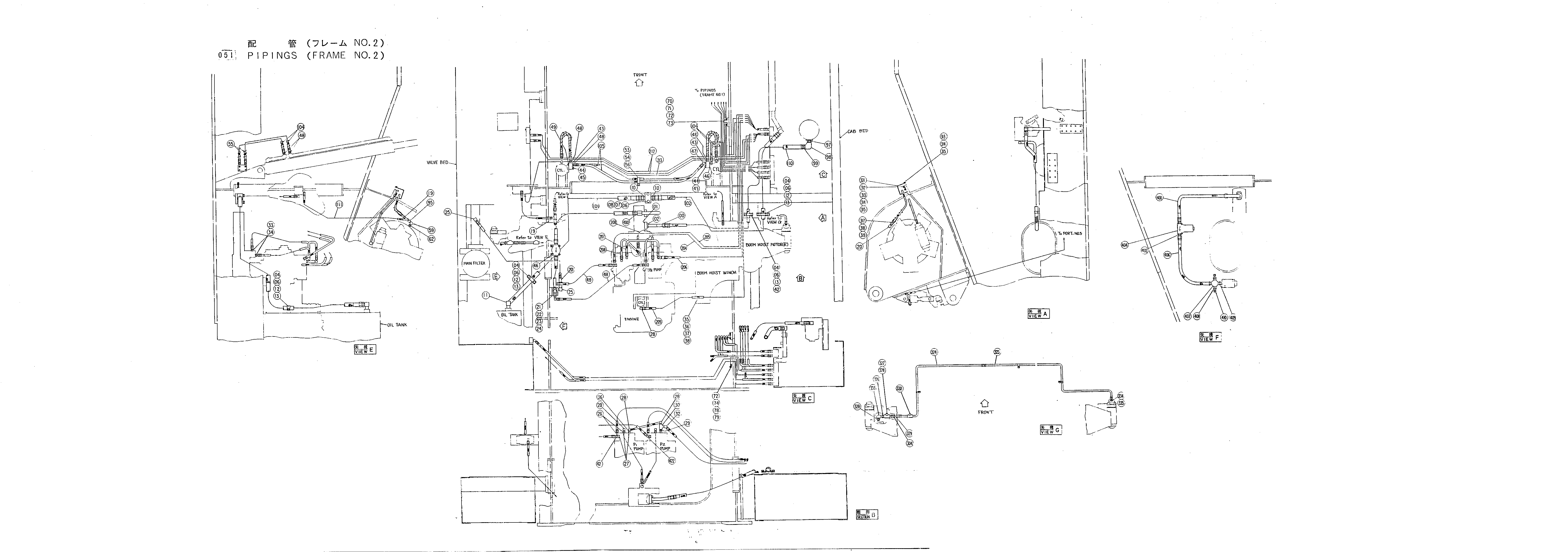 Схема Трубопроводы (рама NO.2) HITACHI KH1000