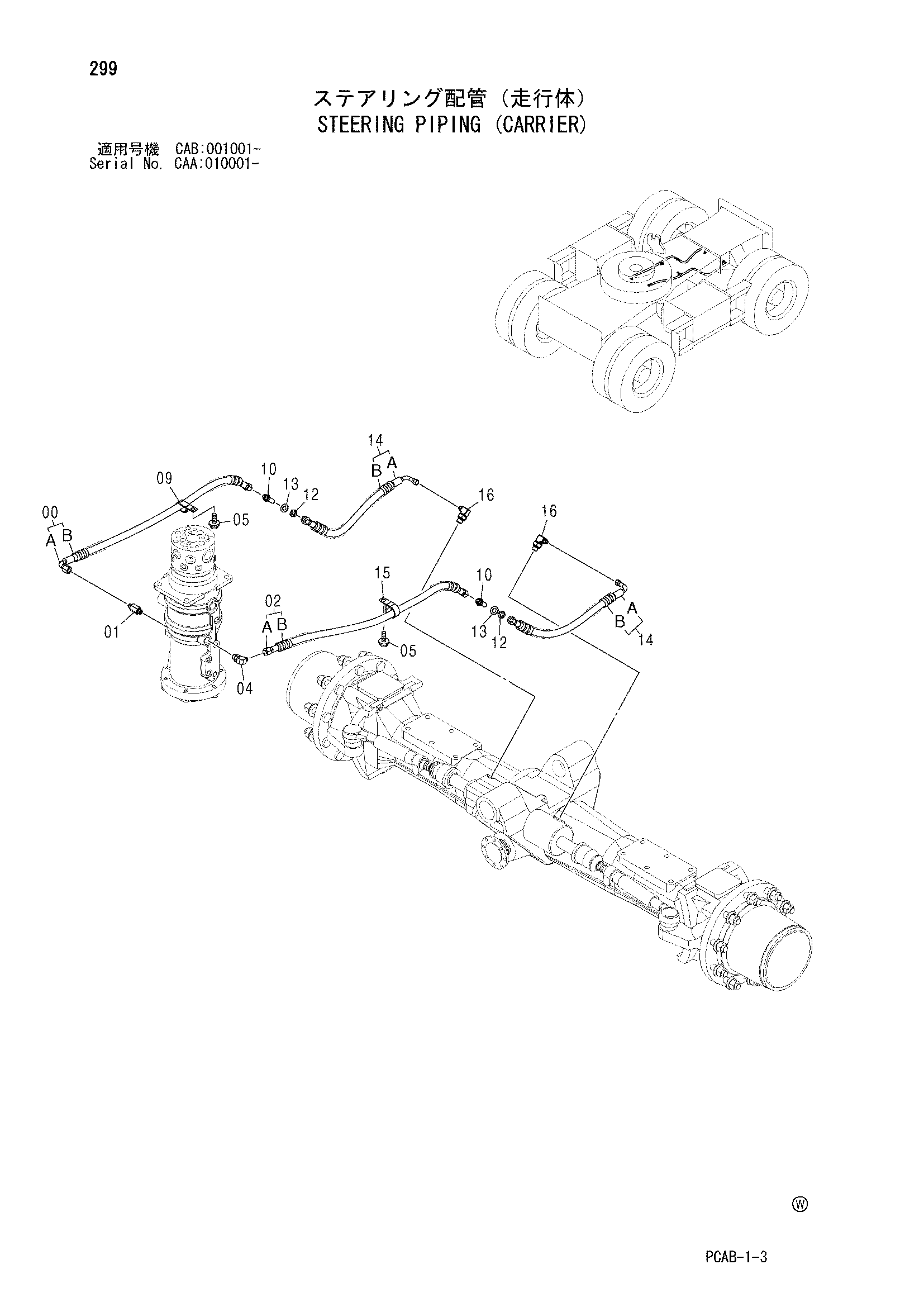 Схема Рулевое управление трубопроводы (водило) HITACHI ZX130W-AMS