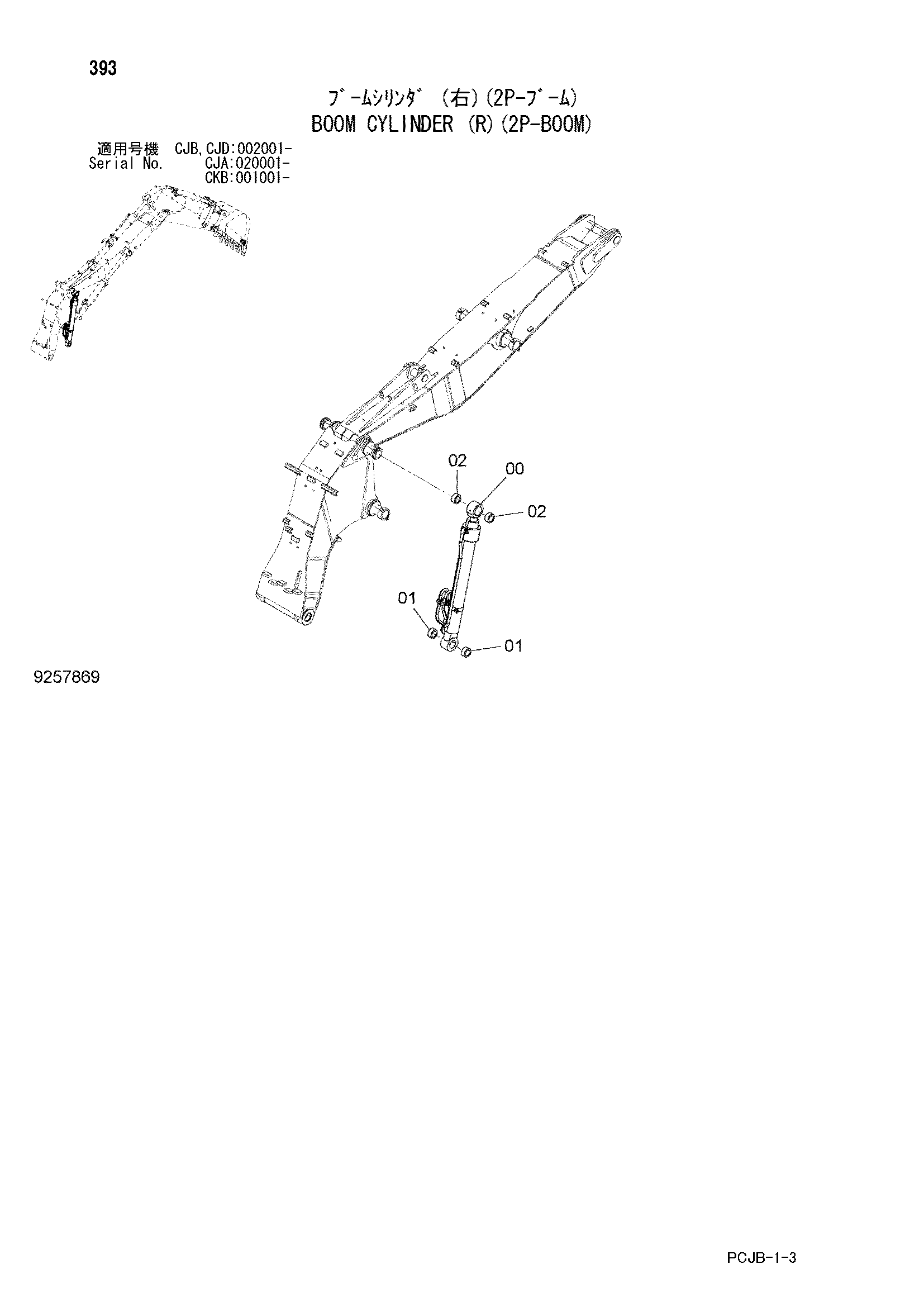 Схема Гидроцилиндр стрелы (правый)(2P-BOOM) HITACHI ZX220W-3