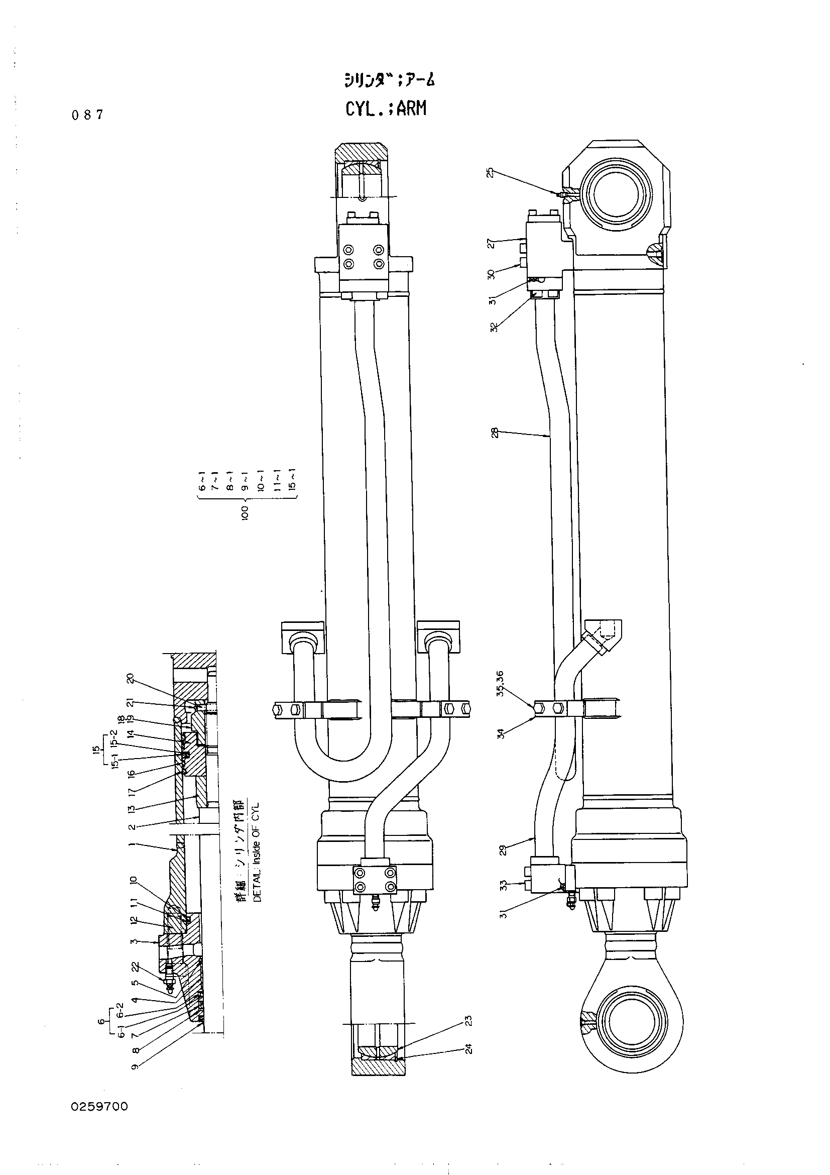 Схема Гидроцилиндр рукояти HITACHI UH181