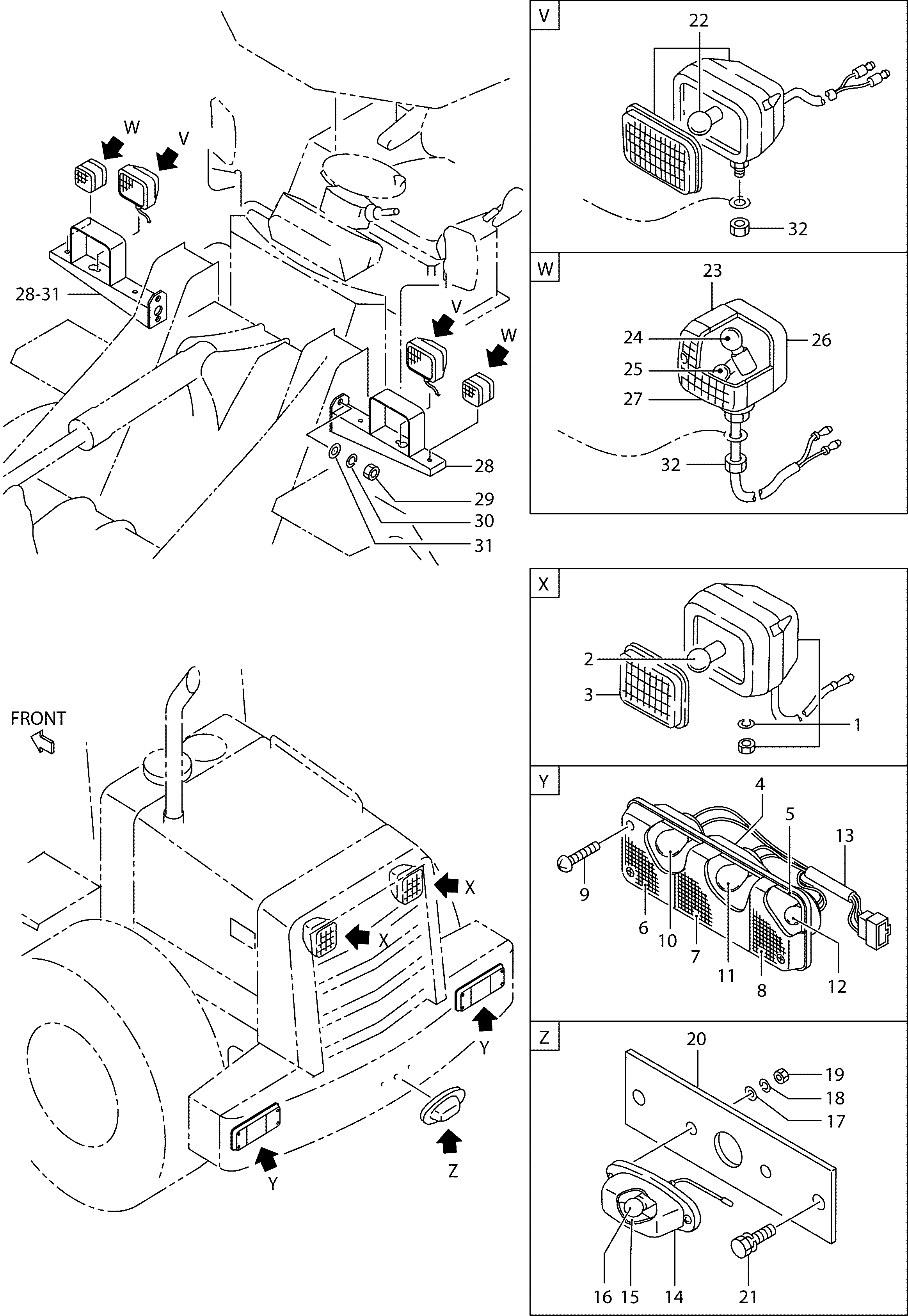 Схема Электрооборудование(фонарь)(-2336) HITACHI LX80-7