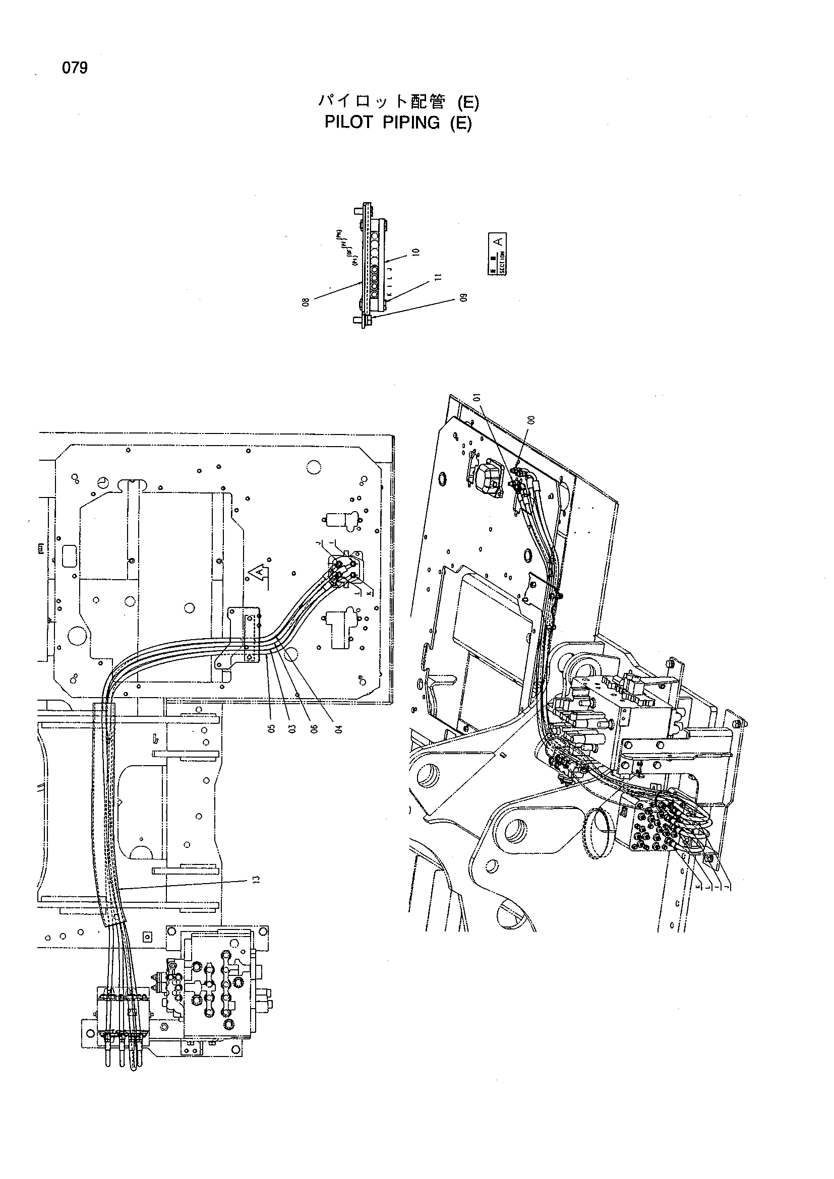 Схема Пилотные гидролинии (E) HITACHI ZX160
