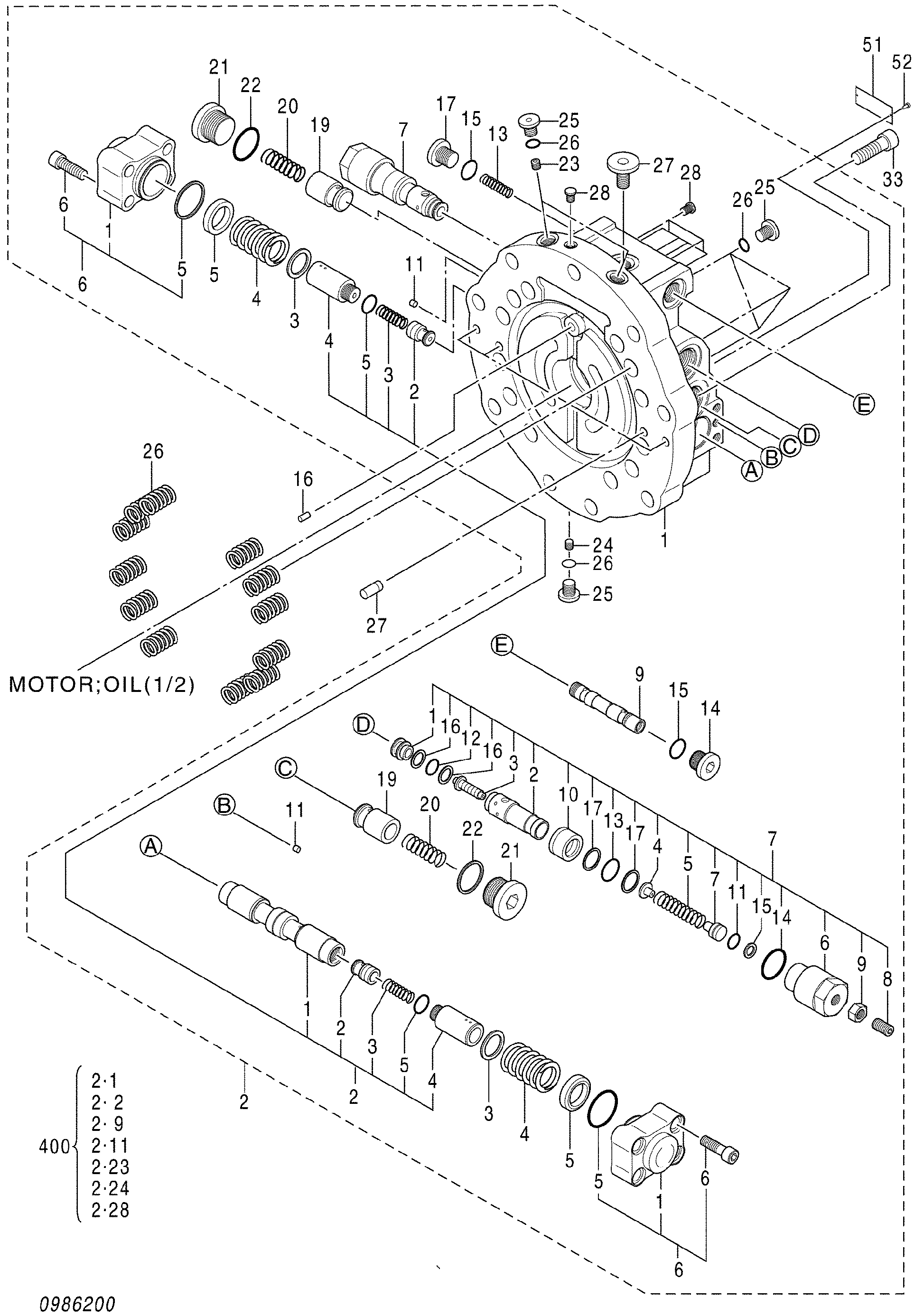 Схема Гидромотор (2/2) HITACHI ZX450LC-3-DH