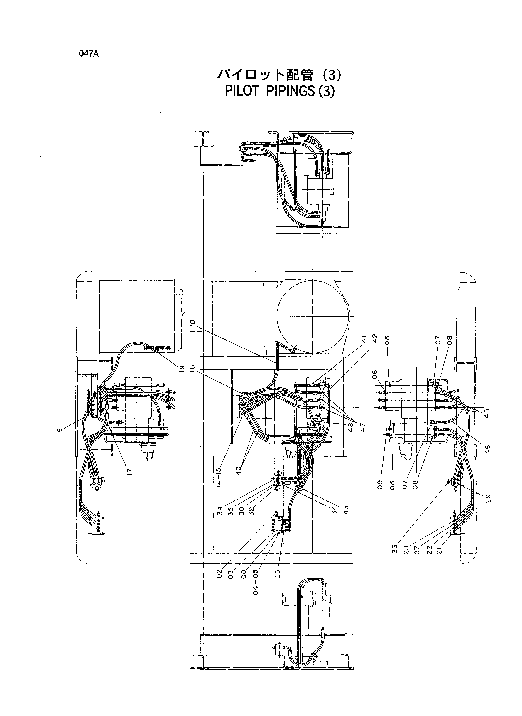 Схема Пилотный трубопроводы (3) HITACHI HR320