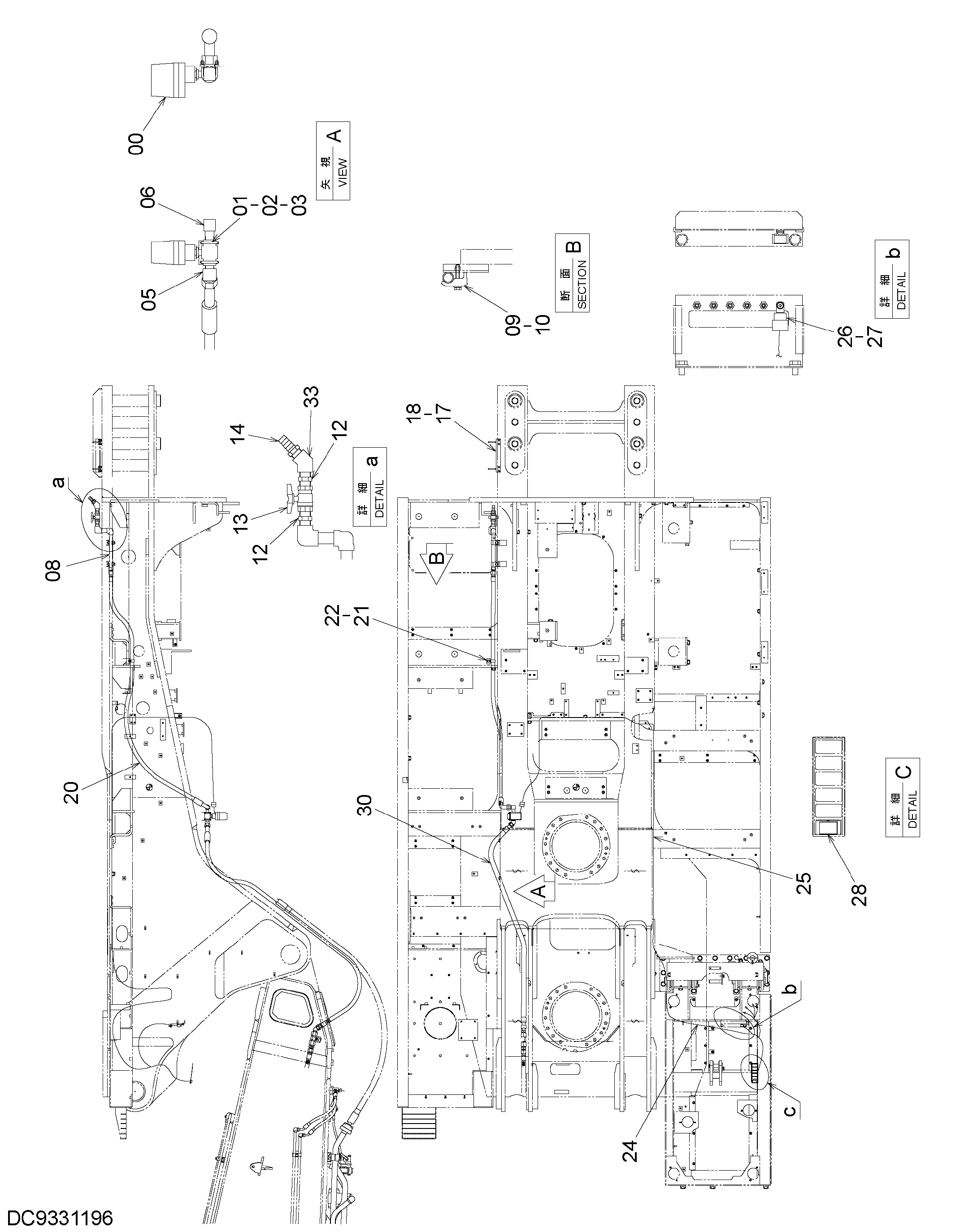 Схема Водяные трубопроводы (основной) HITACHI ZX1800K-3