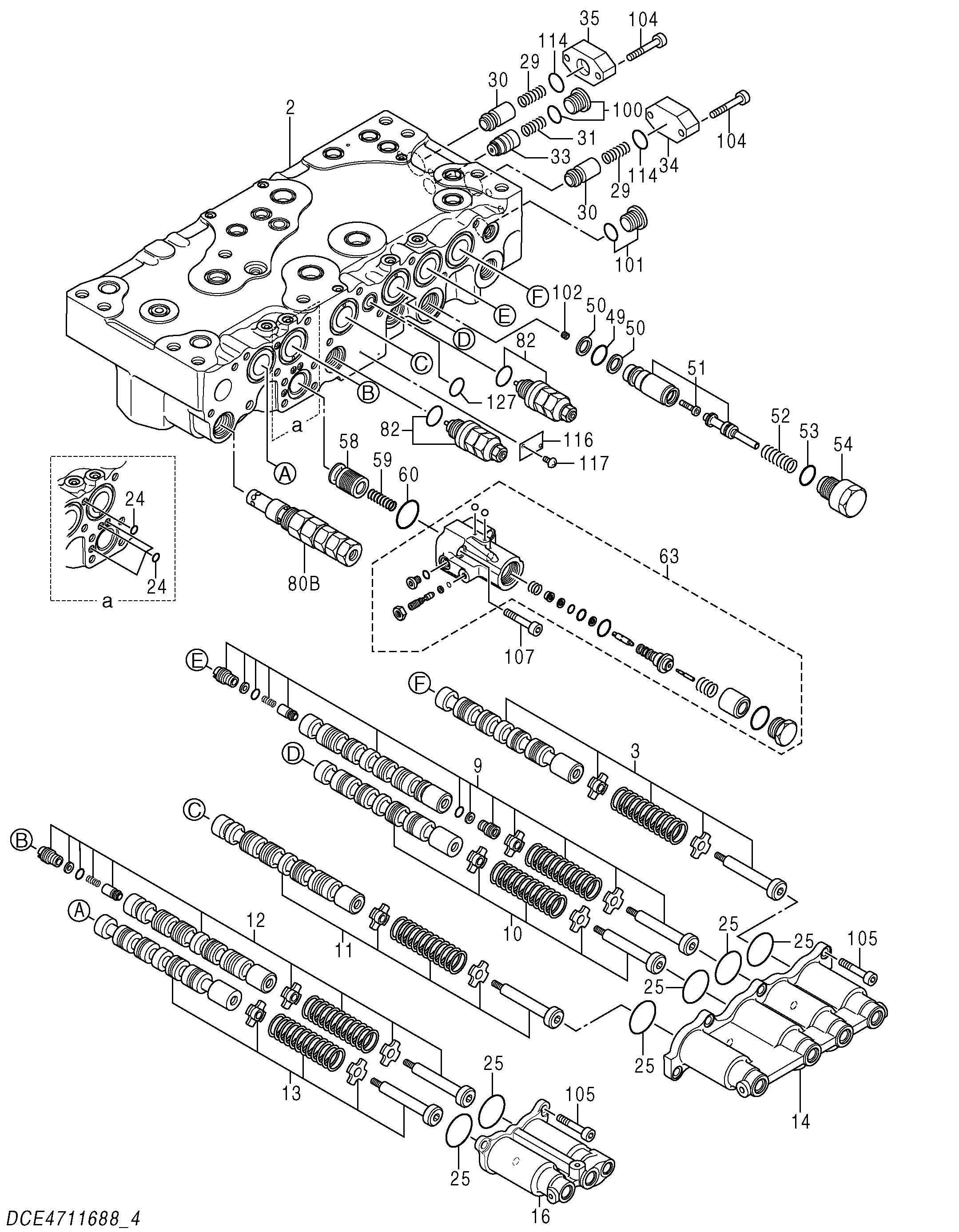 Схема Гидрораспределитель (4/5) HITACHI ZX350LCN-5B