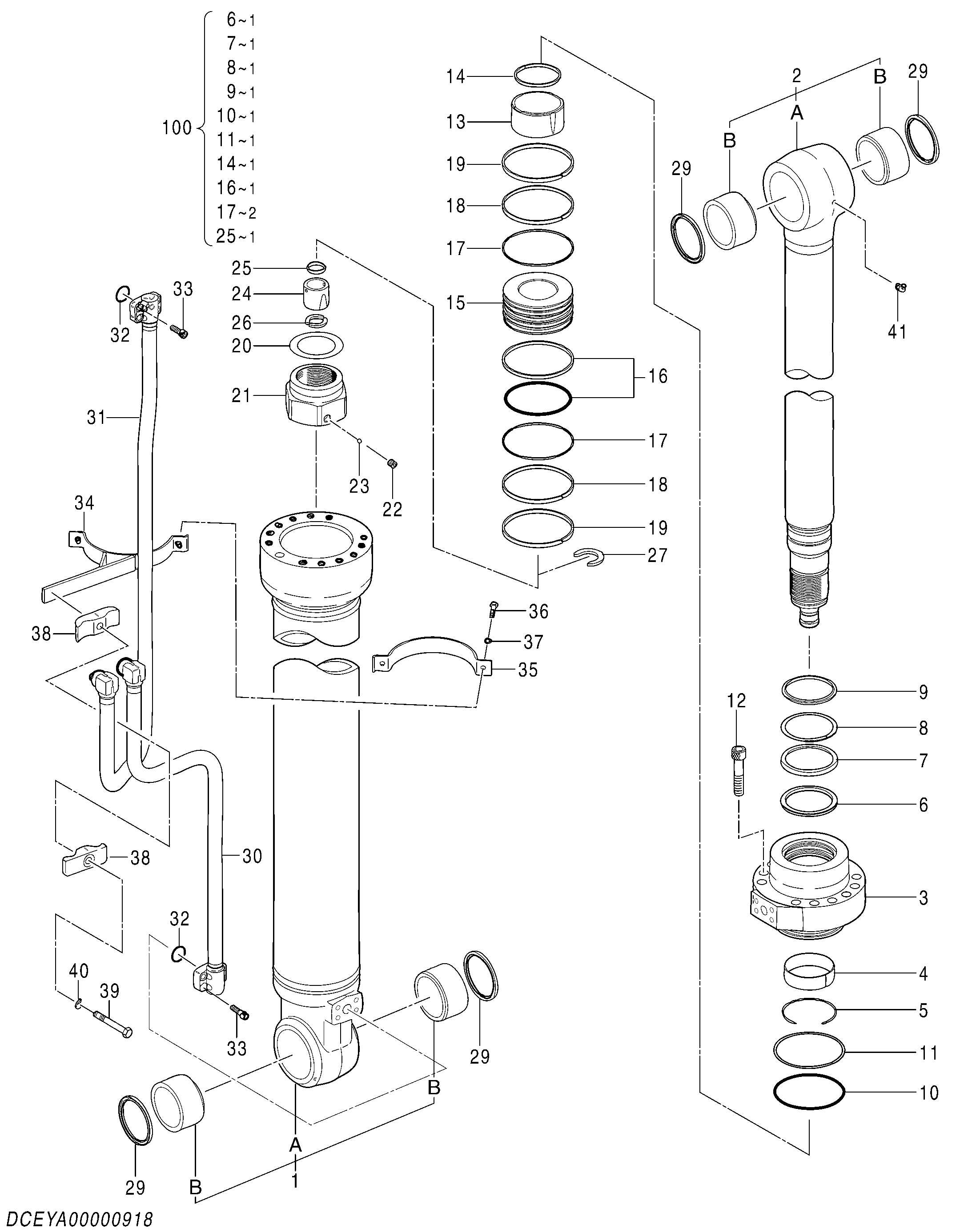 Схема Гидроцилиндр рукояти (2P-BOOM) HITACHI ZX350LCN-5B
