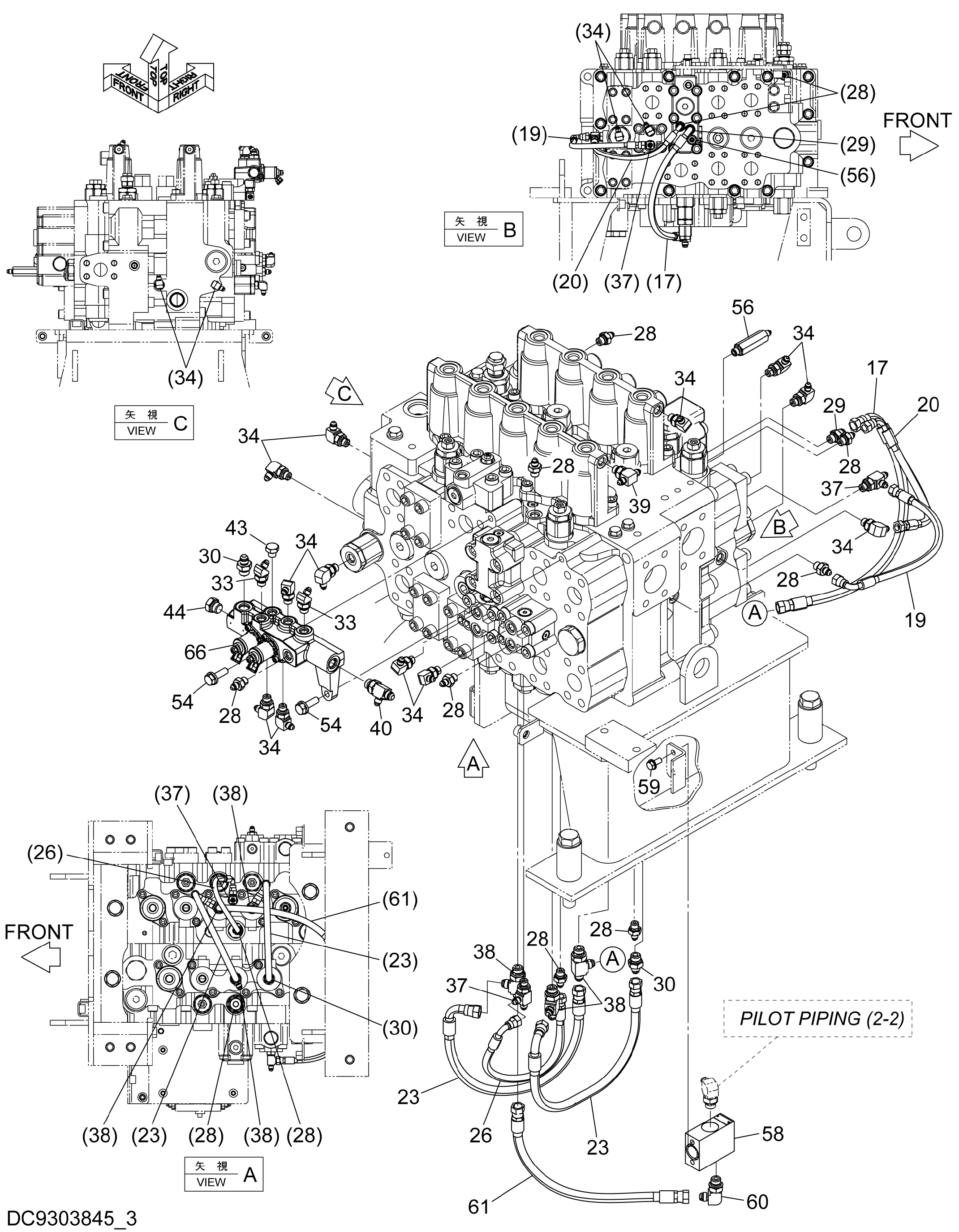 Схема Пилотные гидролинии (2-3) HITACHI ZX470LC-5B