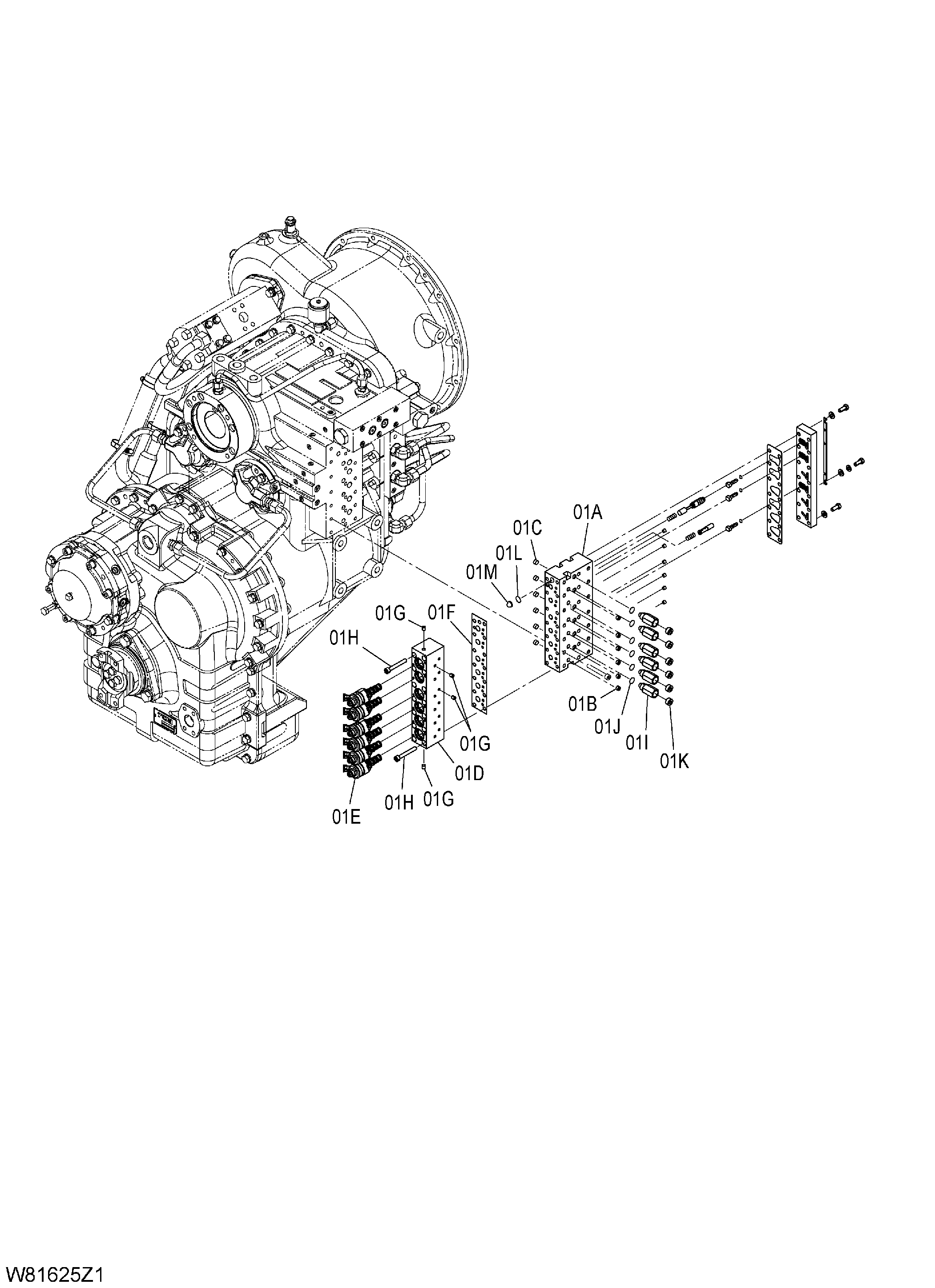 Схема Клапан в сборе (2) (1-1) [6CG, HCG, HEG] HITACHI ZW220