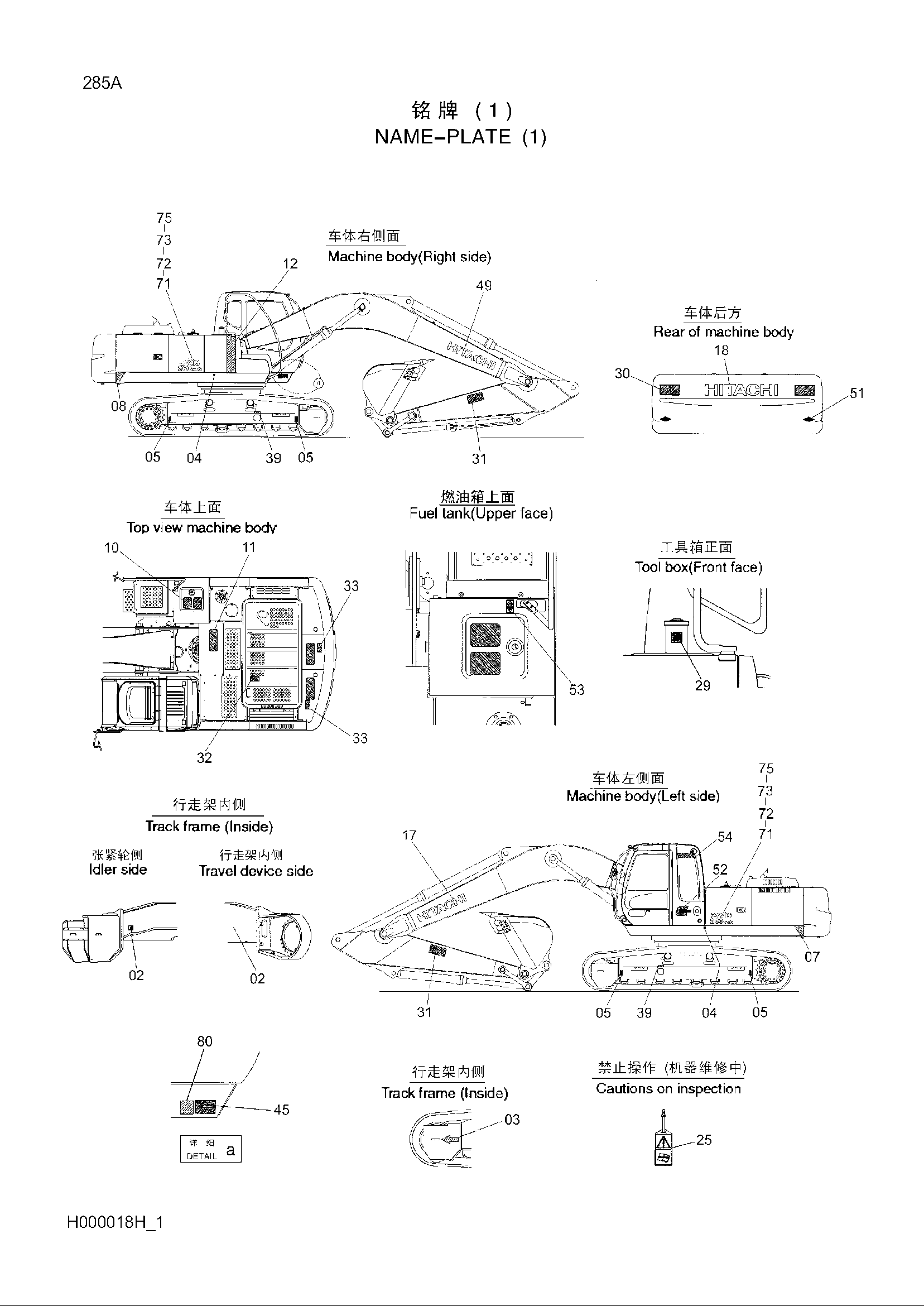 Схема Информационная табличка (1) HITACHI ZX260LCH-3G