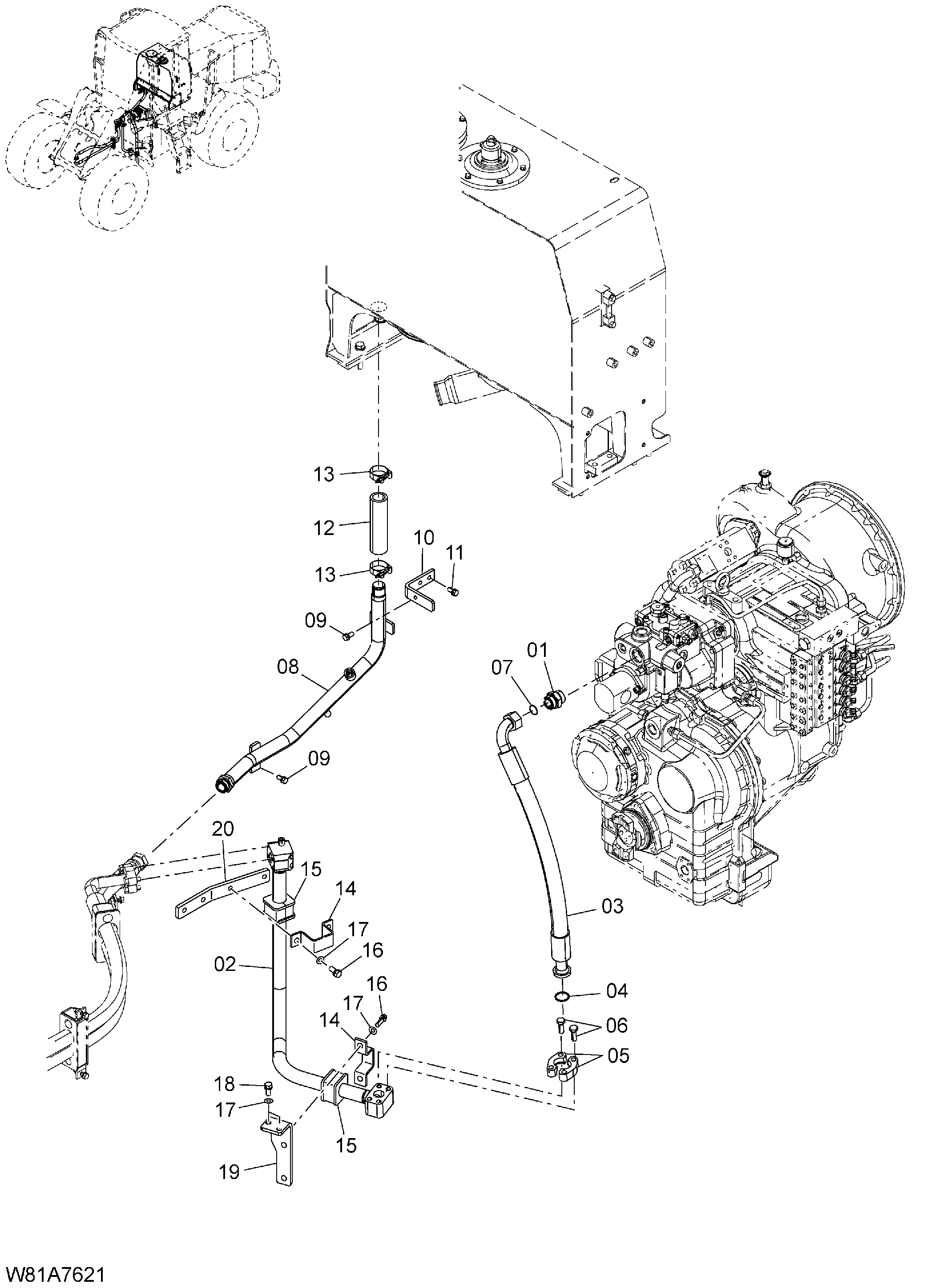 Схема Основные гидролинии(2) HITACHI ZW250-HCMF