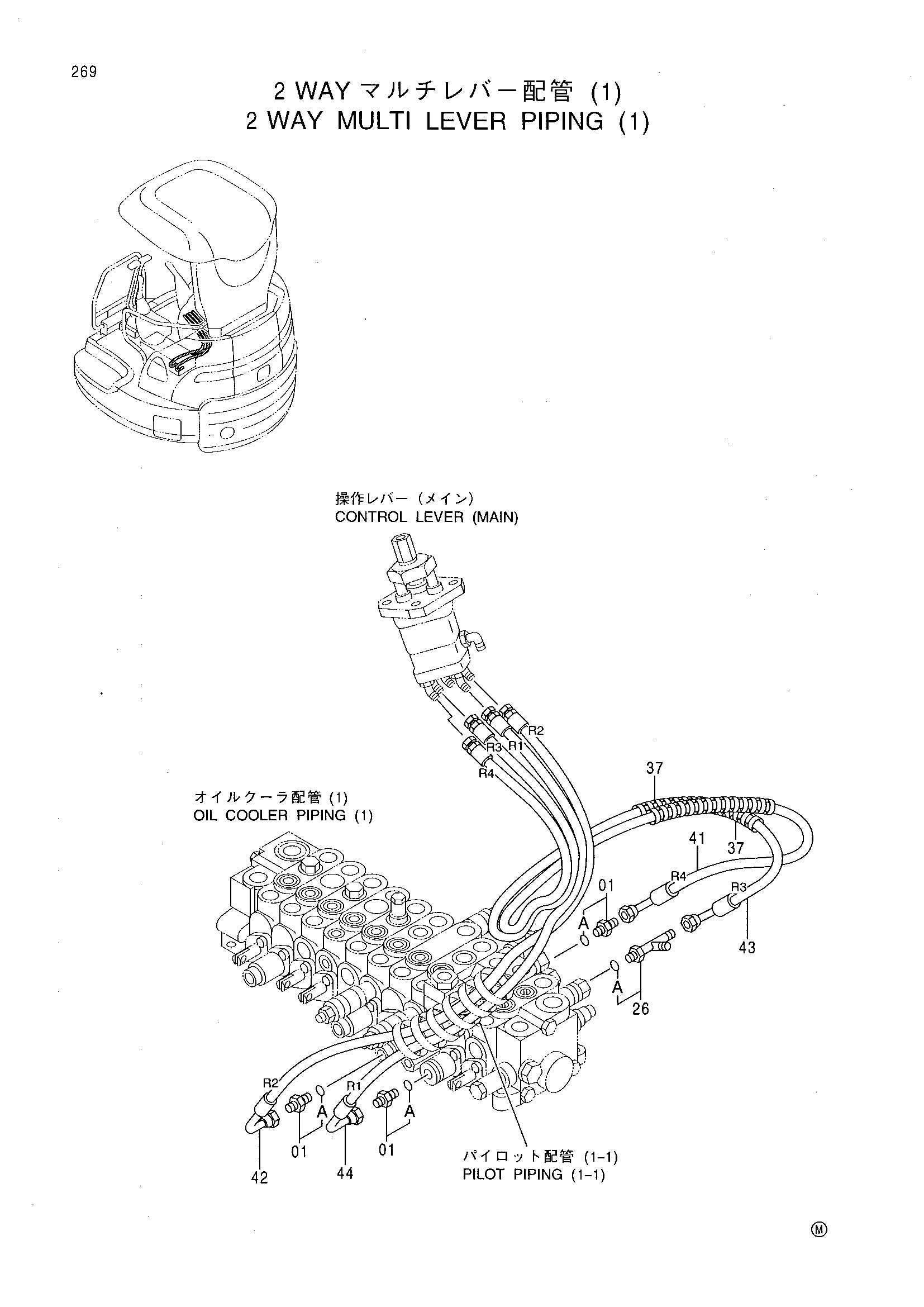 Схема 2 Ходовой многофункциональный рычаг трубопроводы (1) HITACHI EX35U