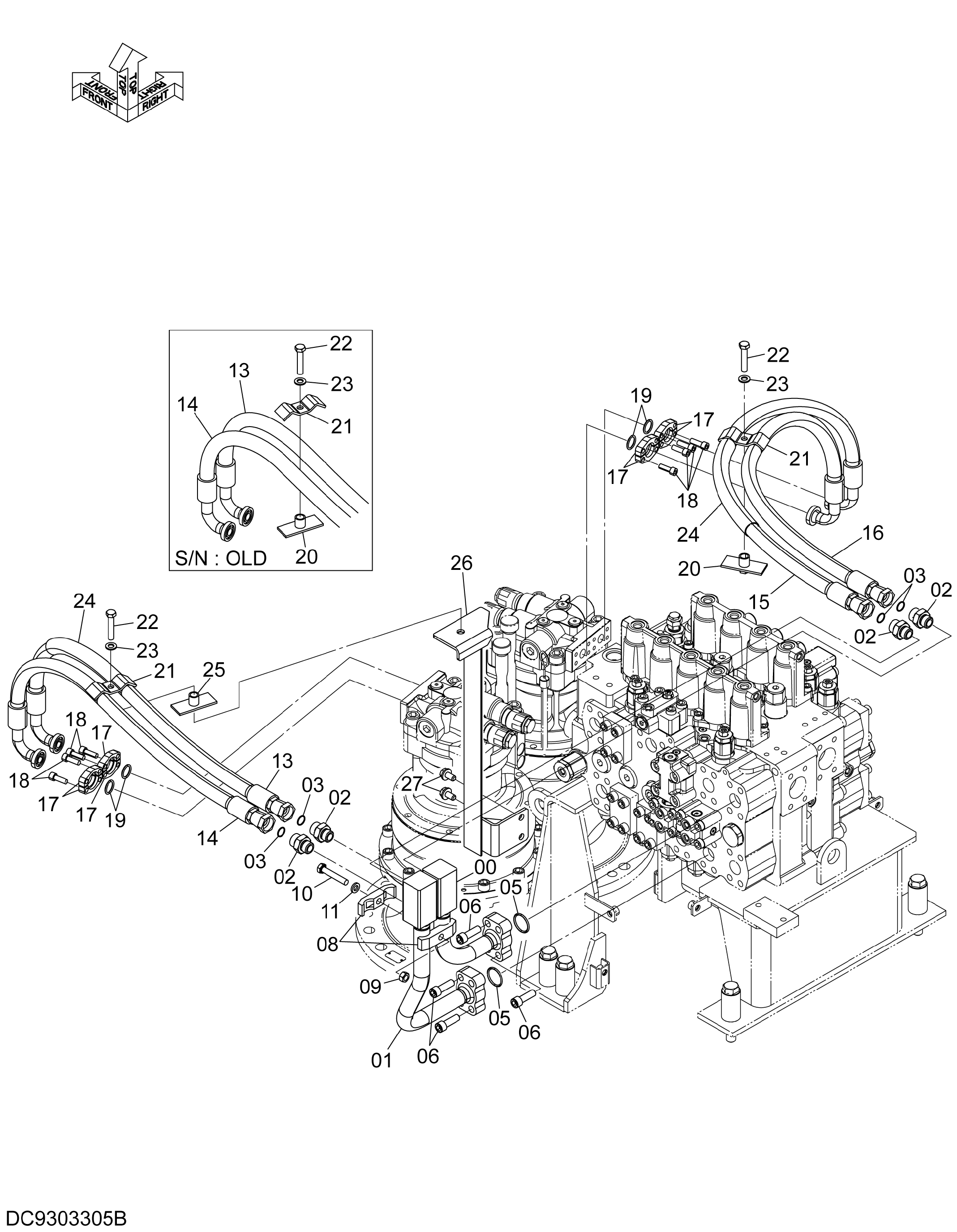 Схема Основные гидролинии (1) HITACHI ZX470LC-5B