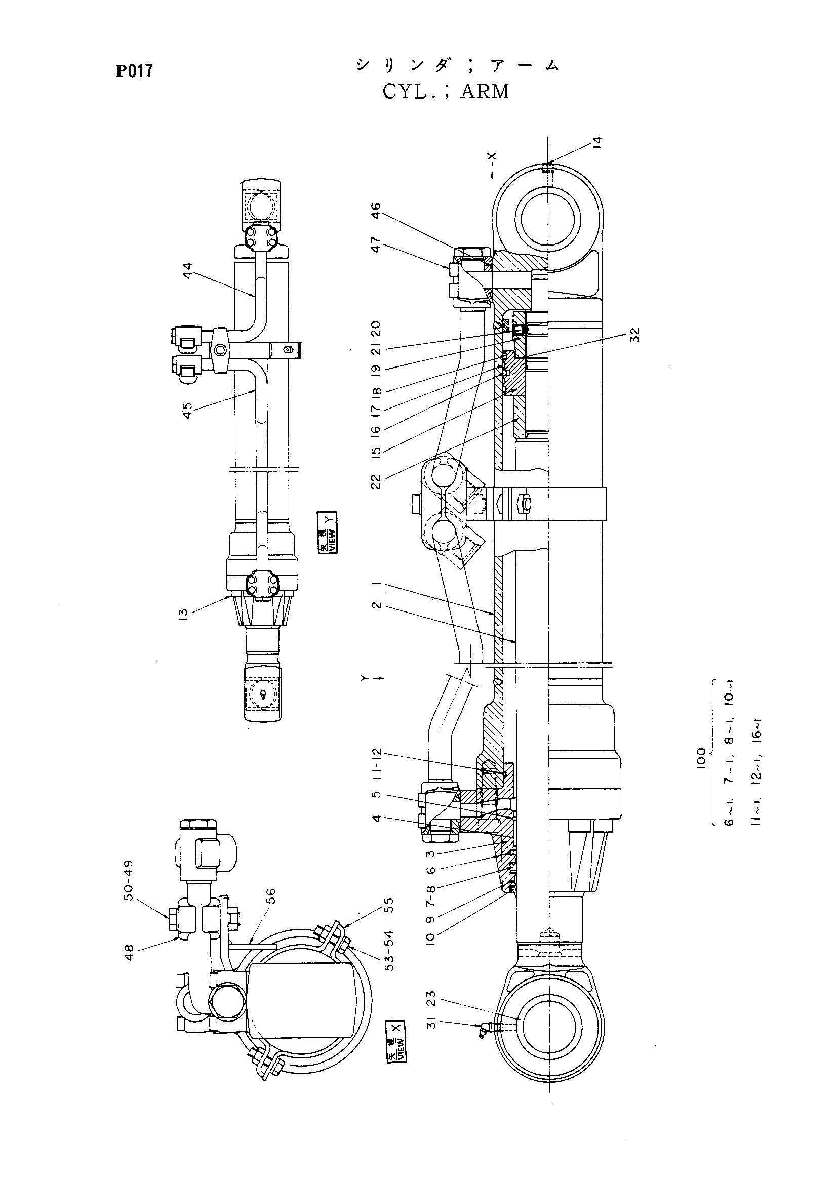 Схема Гидроцилиндр рукояти HITACHI EX100
