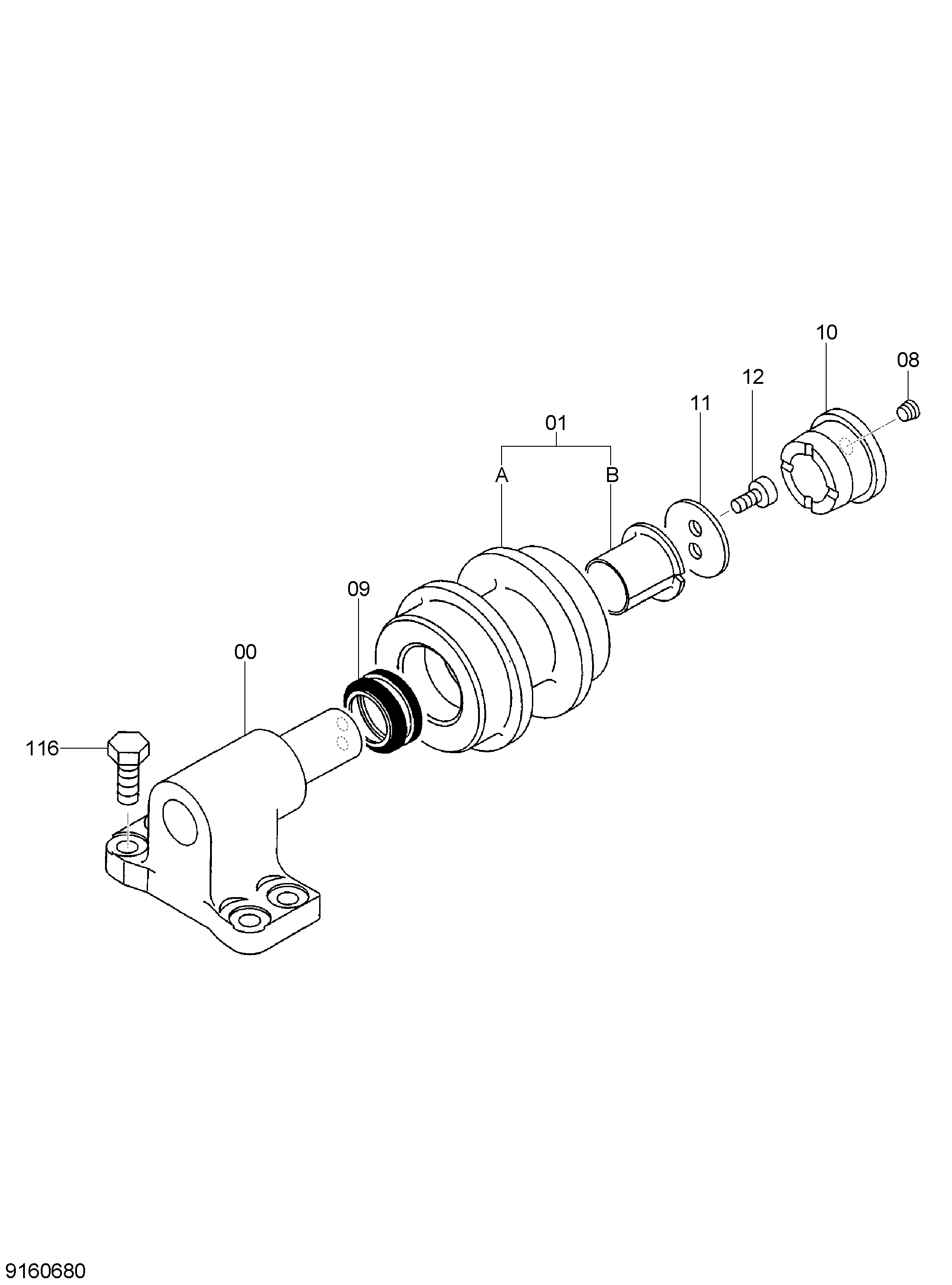 Схема Поддерживающий каток (STD. гусеница)<120, E, H, K>[NA, EU1] HITACHI ZX130H
