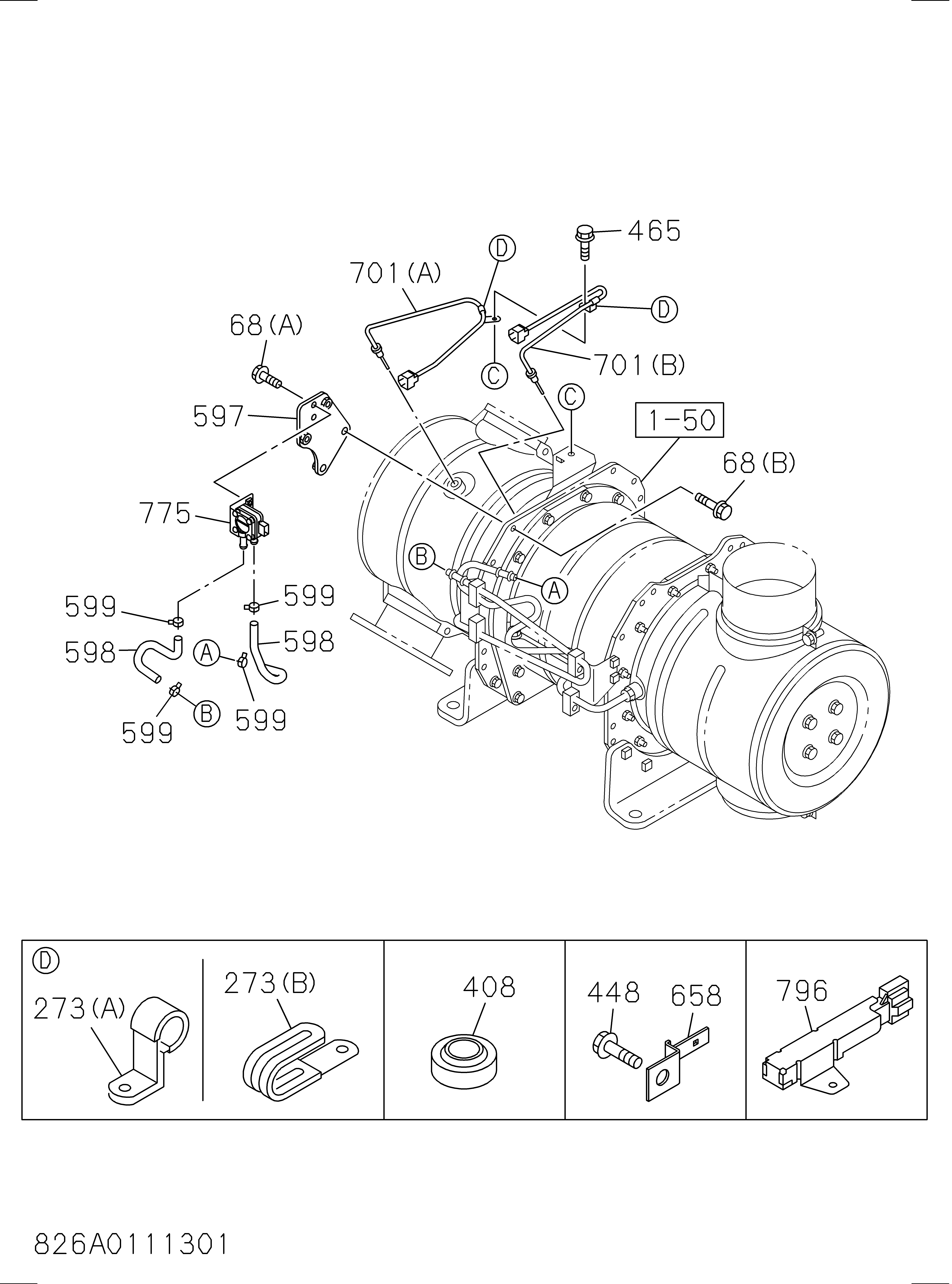Схема 826: Электрооборудование управления и прочие детали HITACHI ZX470H-5B-LD