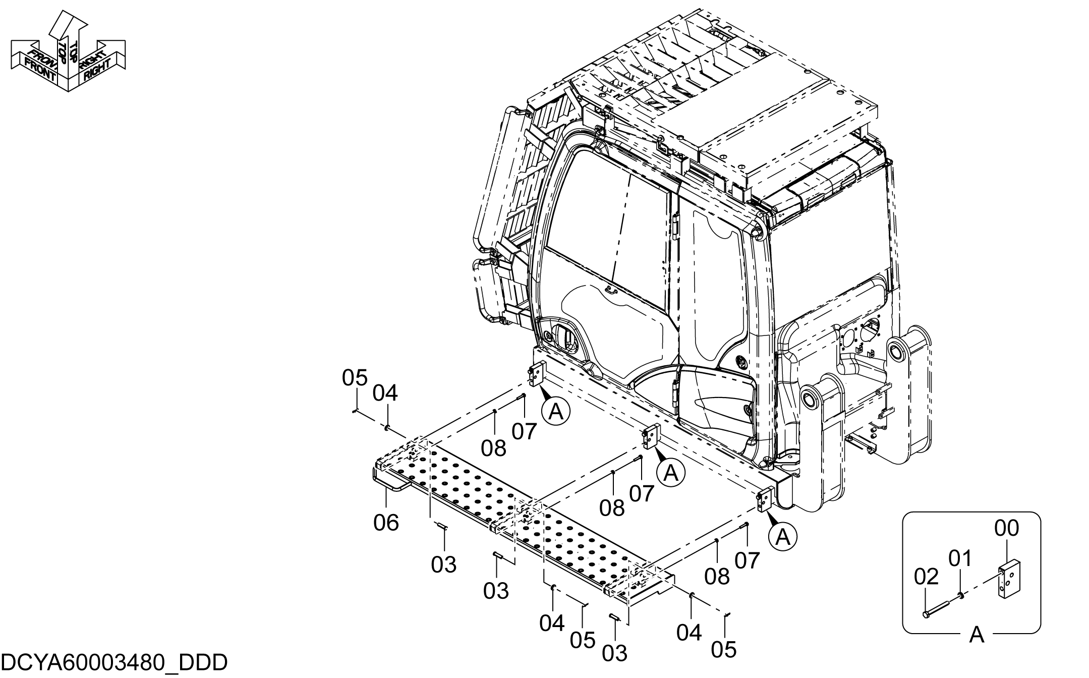 Схема Кабина боковой ступень HITACHI ZX470LCH-5B