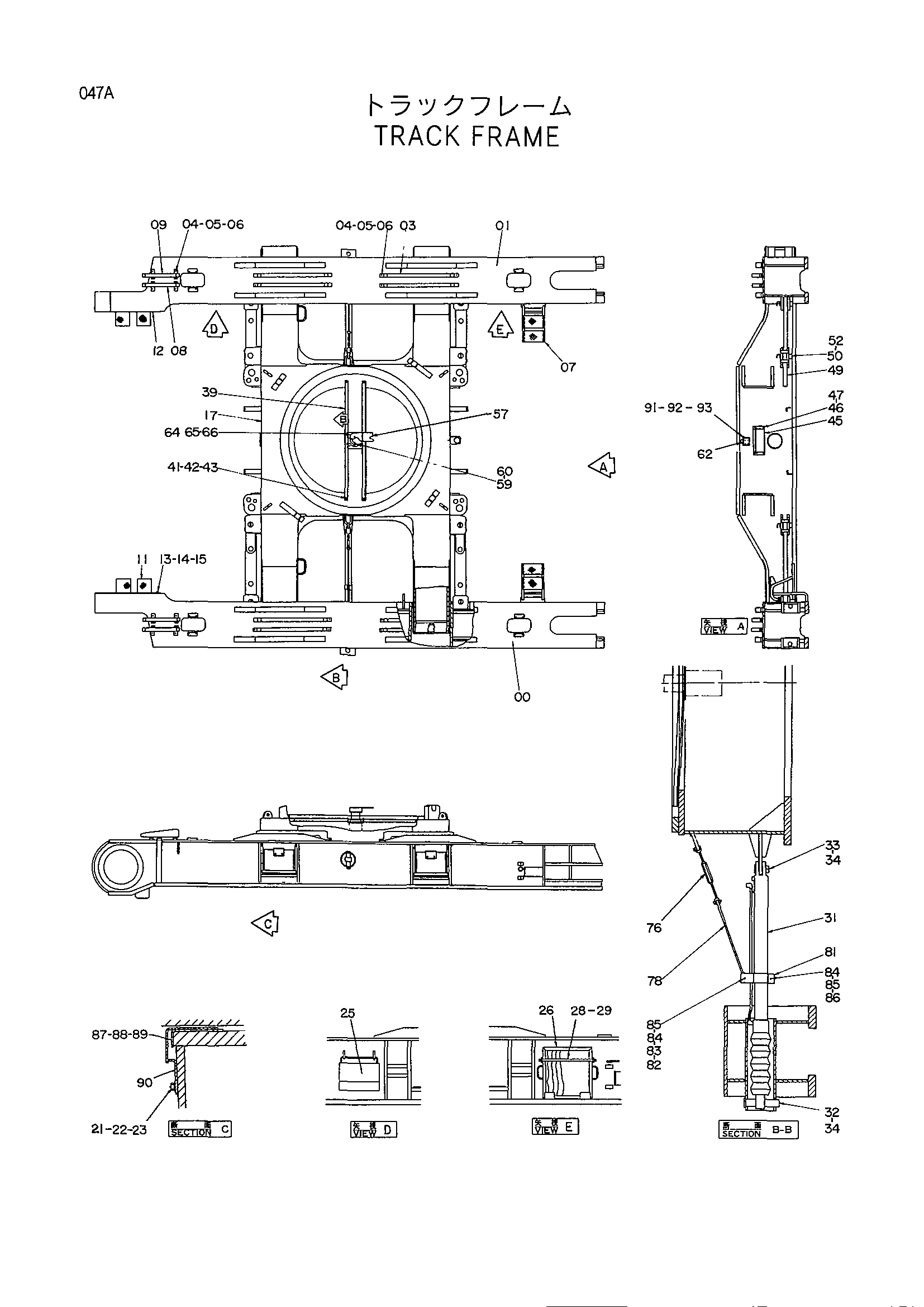 Схема Гусеничная рама HITACHI KH500-3