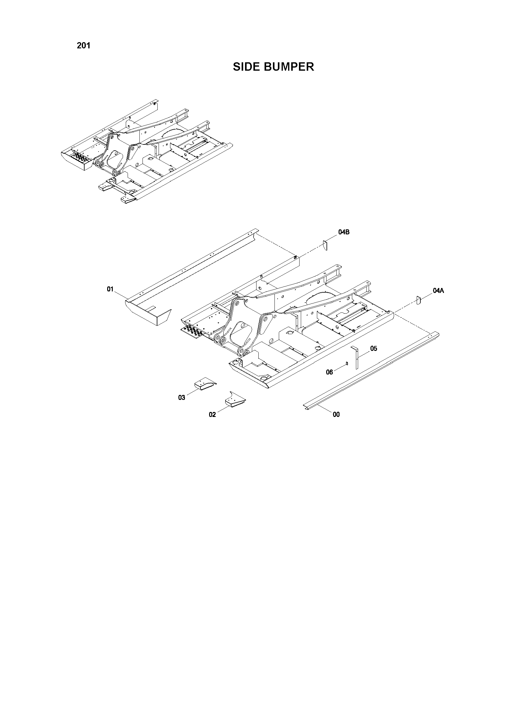 Схема Боковой бумпер HITACHI IZX210F