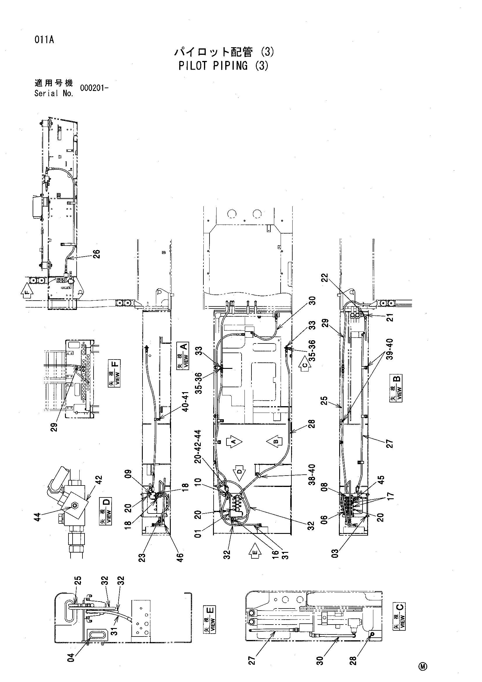 Схема Пилотные гидролинии (3) HITACHI SCX500W