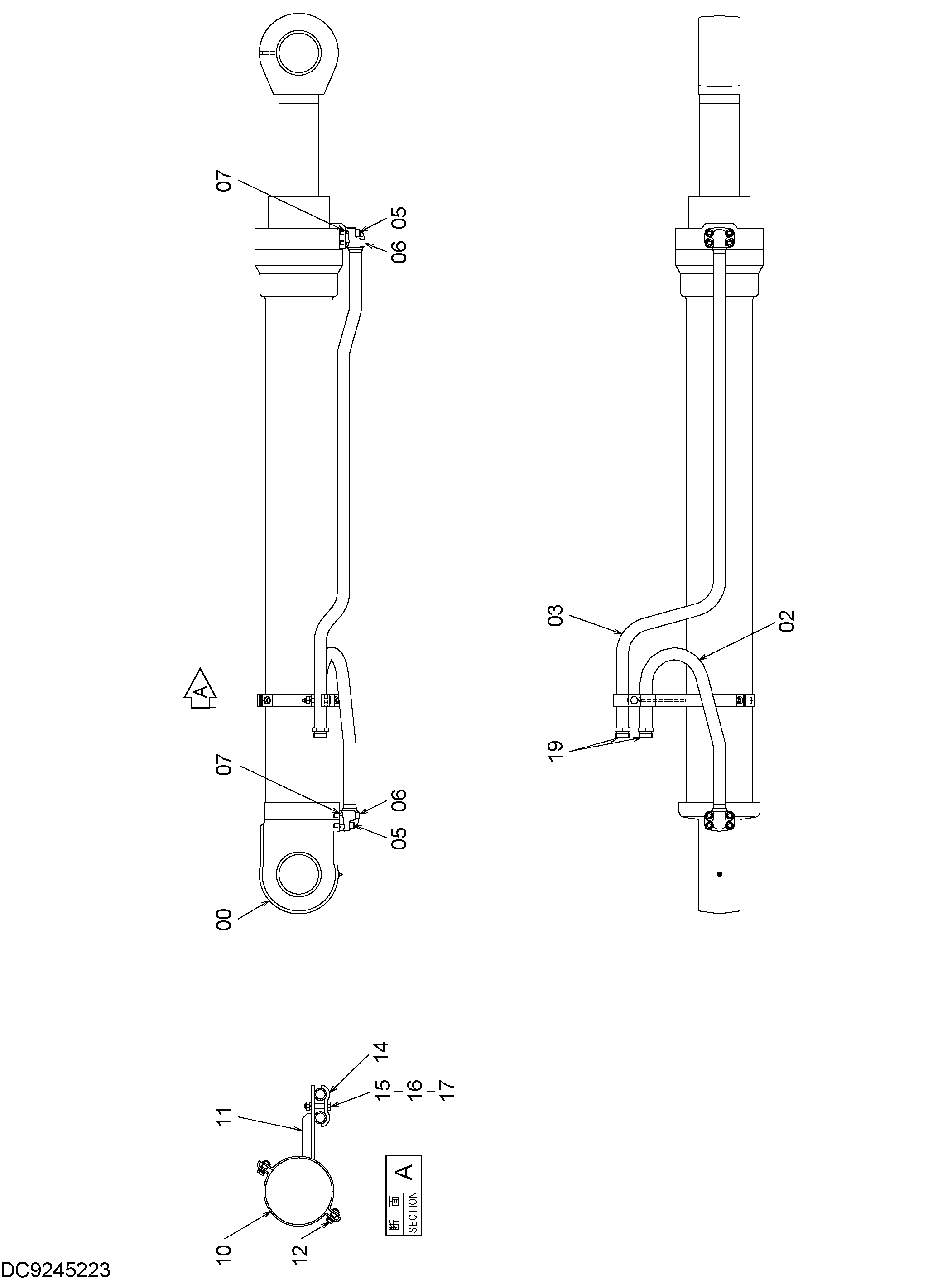 Схема Фирст гидроцилиндр рукояти (левый) HITACHI RX3300-3