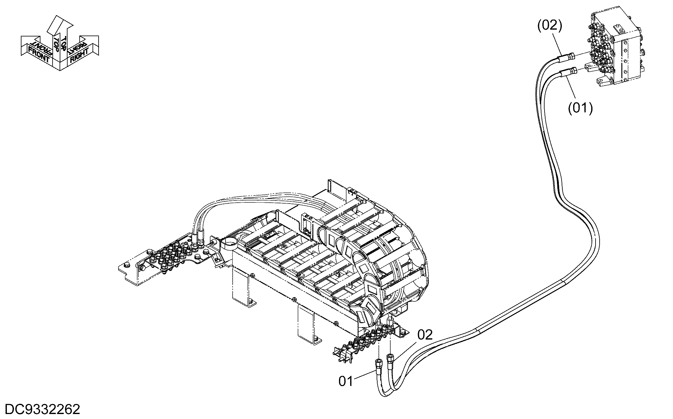 Схема Пилотные гидролинии (правый) HITACHI ZX225USR-3