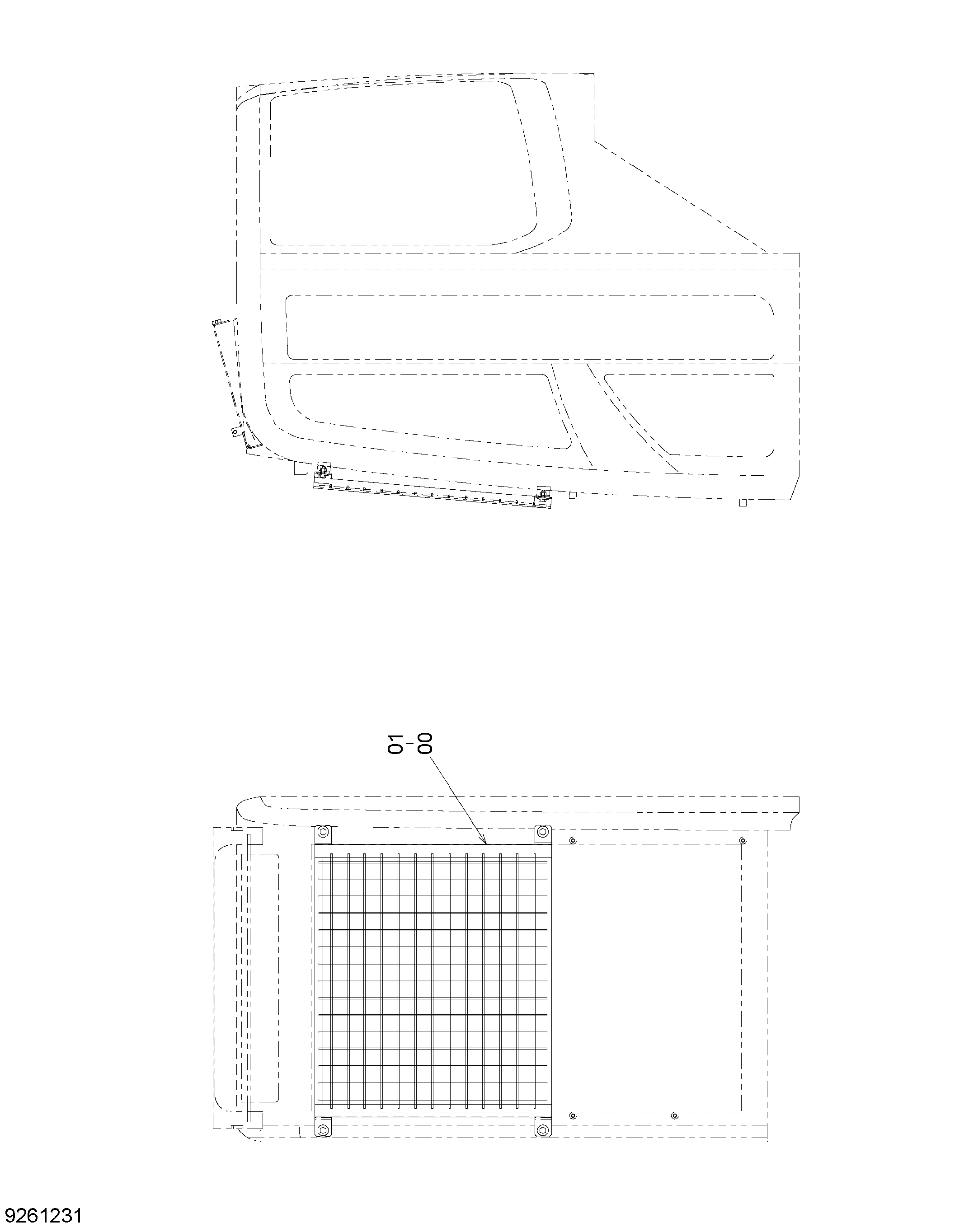Схема Фронт-гуард (верхний)(кабина) HITACHI ZX35U-2